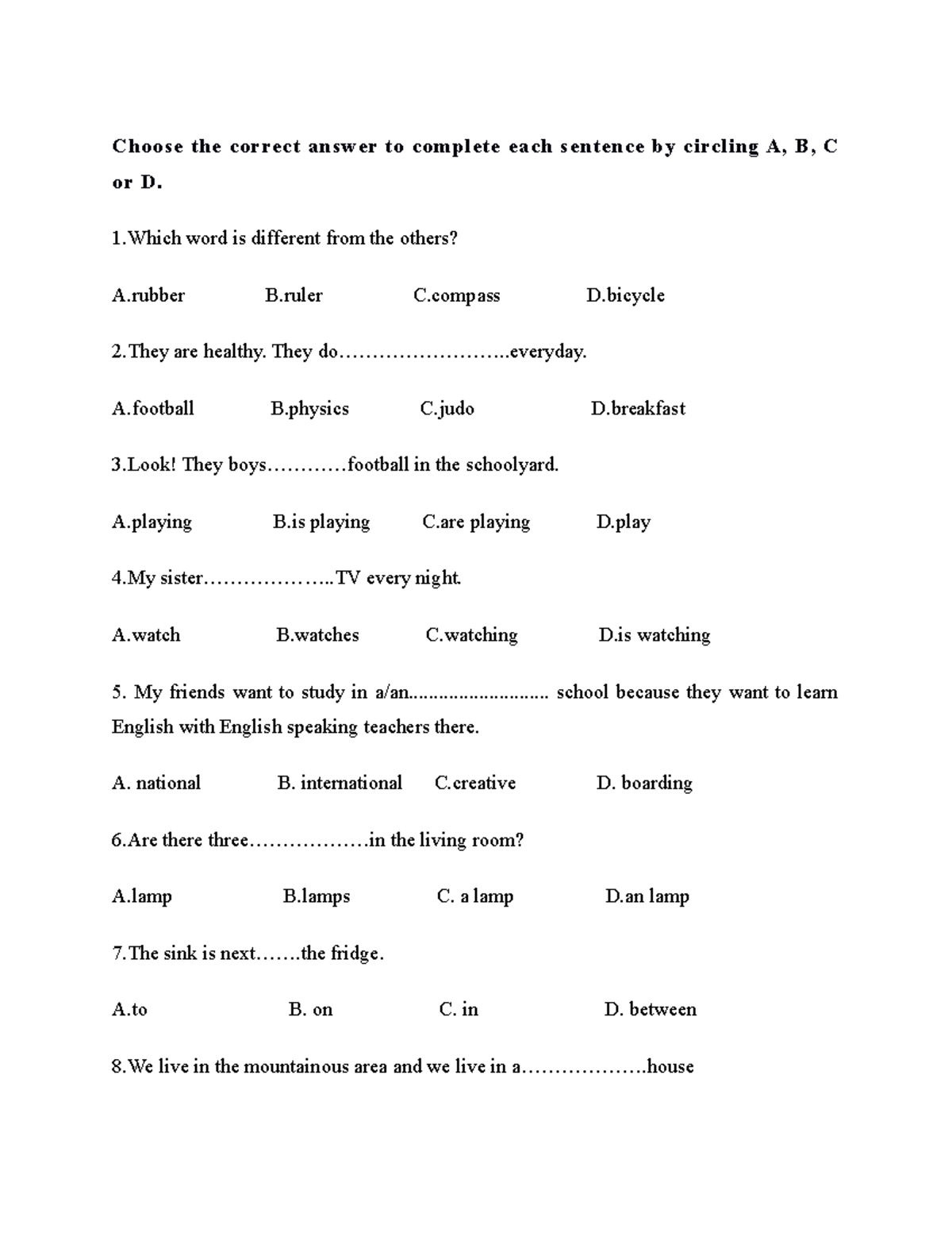 15 - tijhgtt - Choose the correct answer to complete each sentence by ...