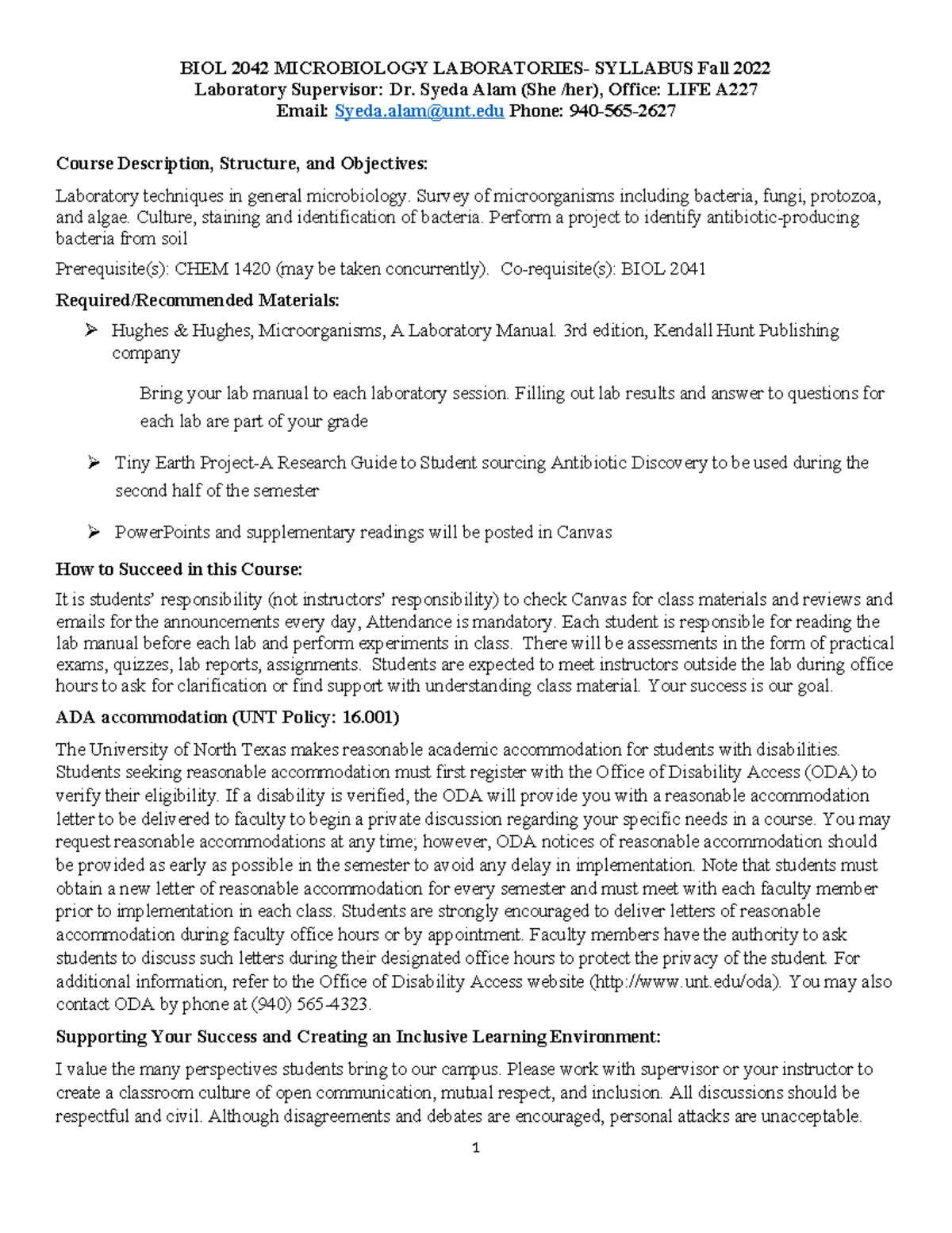 BIOL+2042+ Microbiology+ Laboratories+ Syllabus+Fall+2022 - BIOL 2042 ...