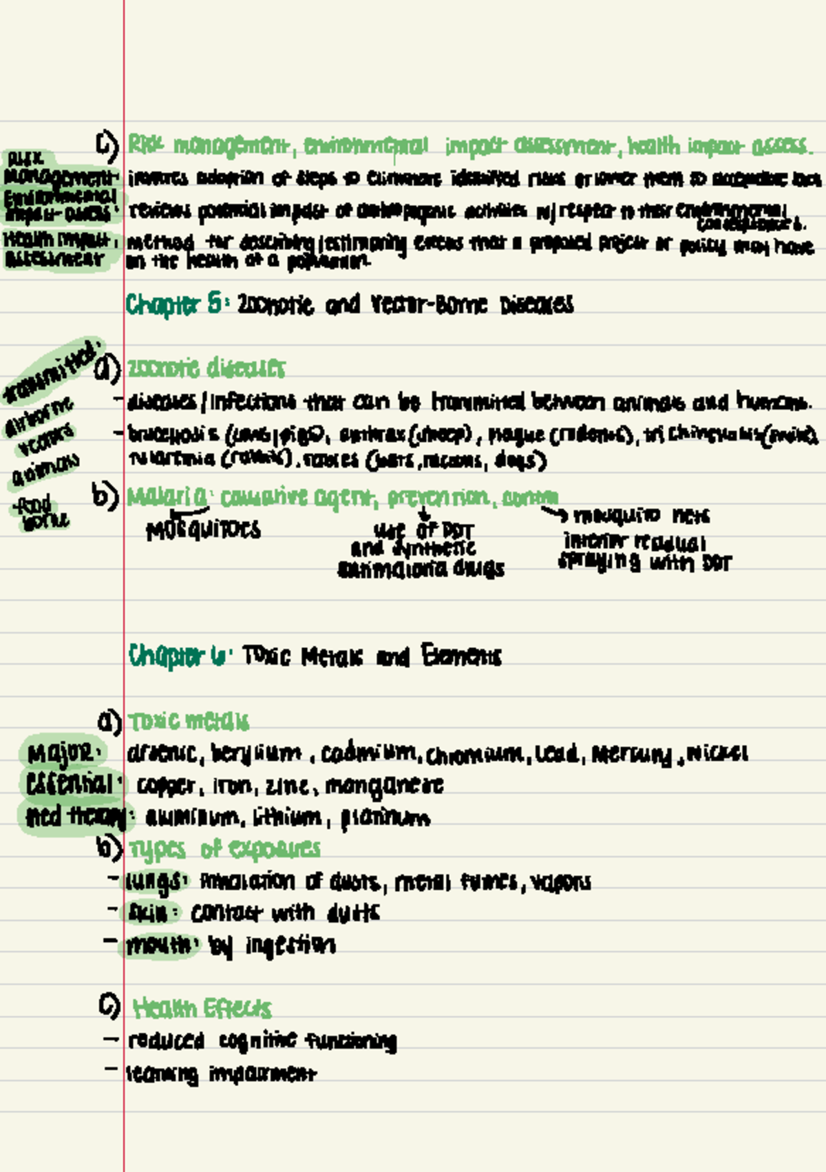 Environmental and Occupational Health Midterm Review - RisK C) Risk ...