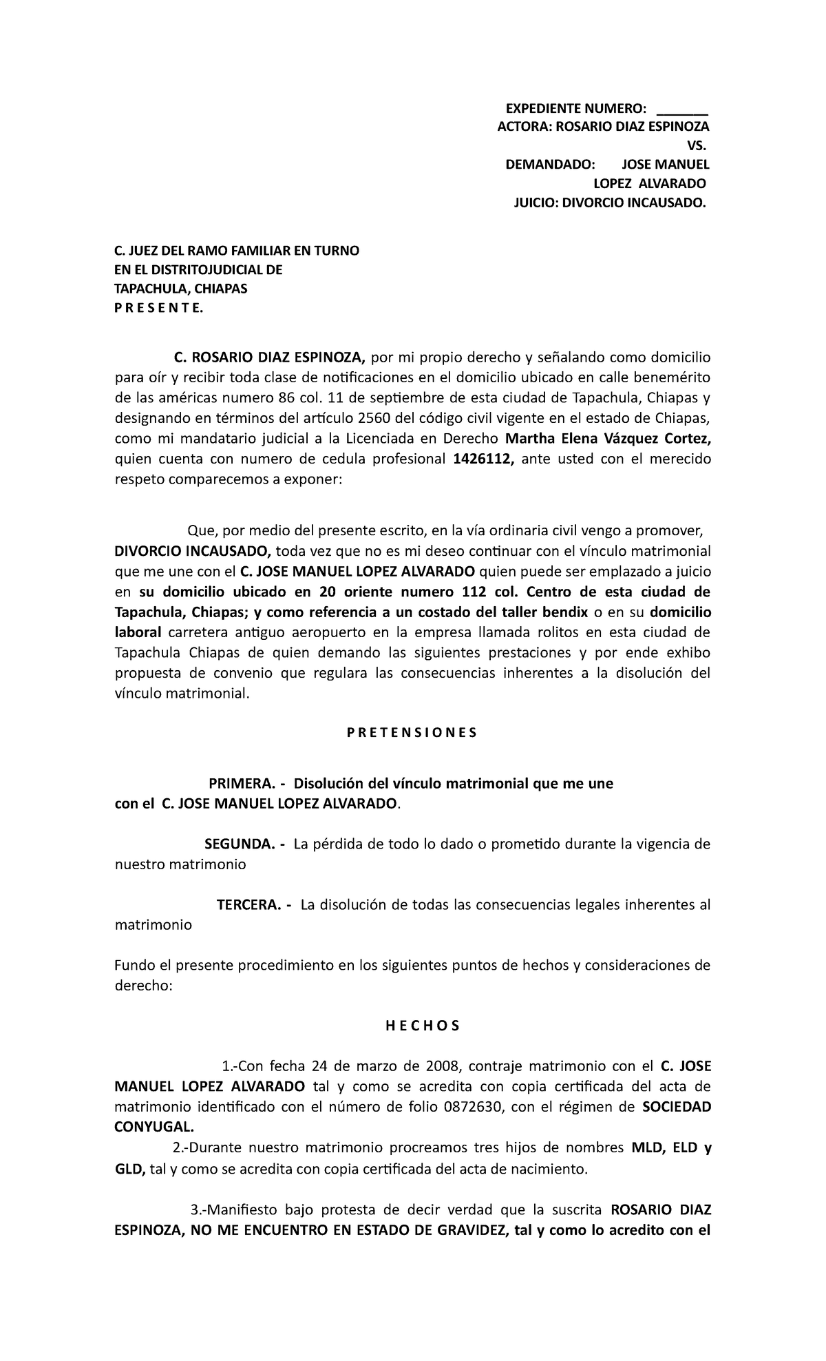 Divorcio Incausado utac 2022 trabajo final YA PARA Entrega - EXPEDIENTE ...