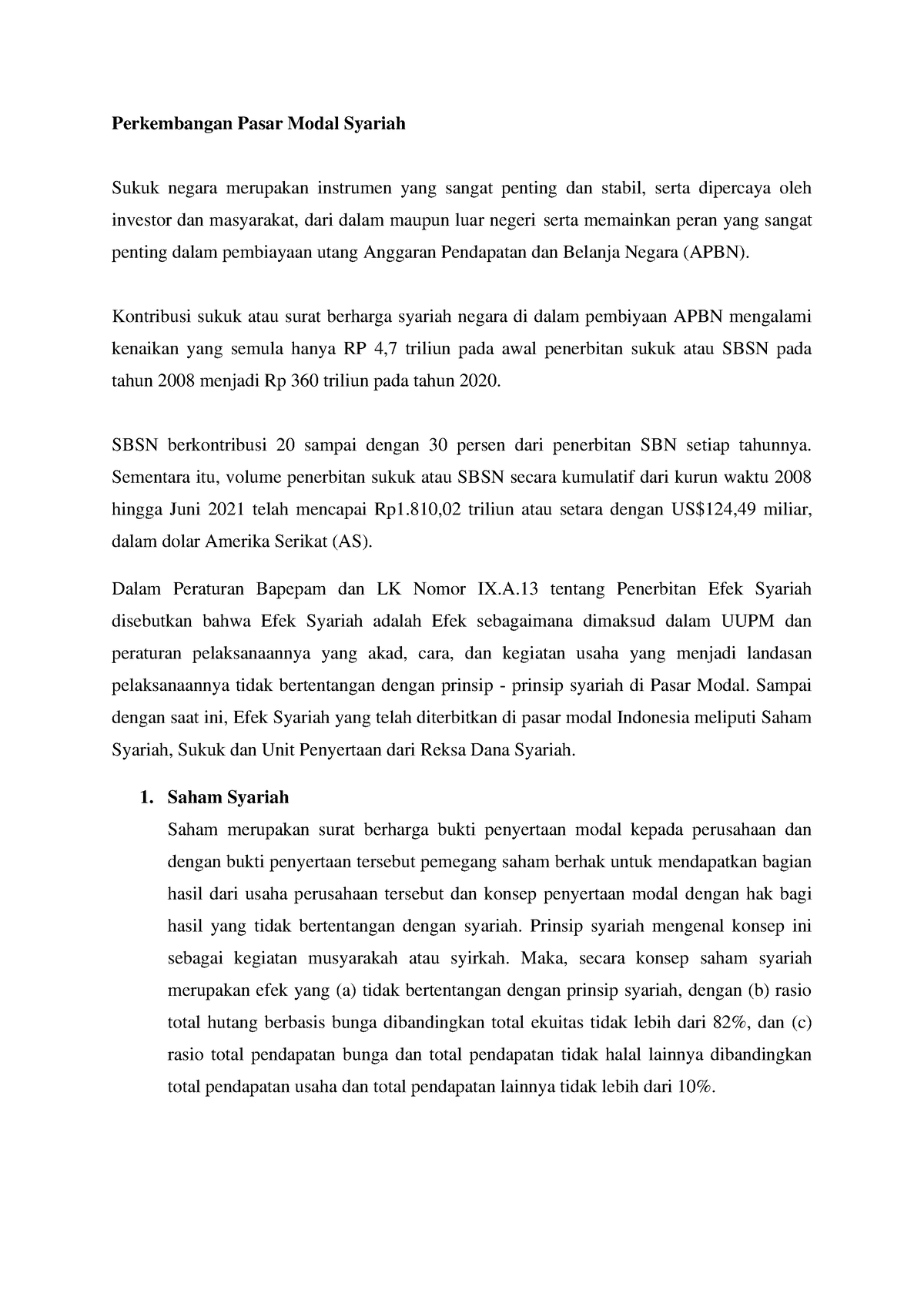 Perkembangan Pasar Modal Syariah - Kontribusi Sukuk Atau Surat Berharga ...