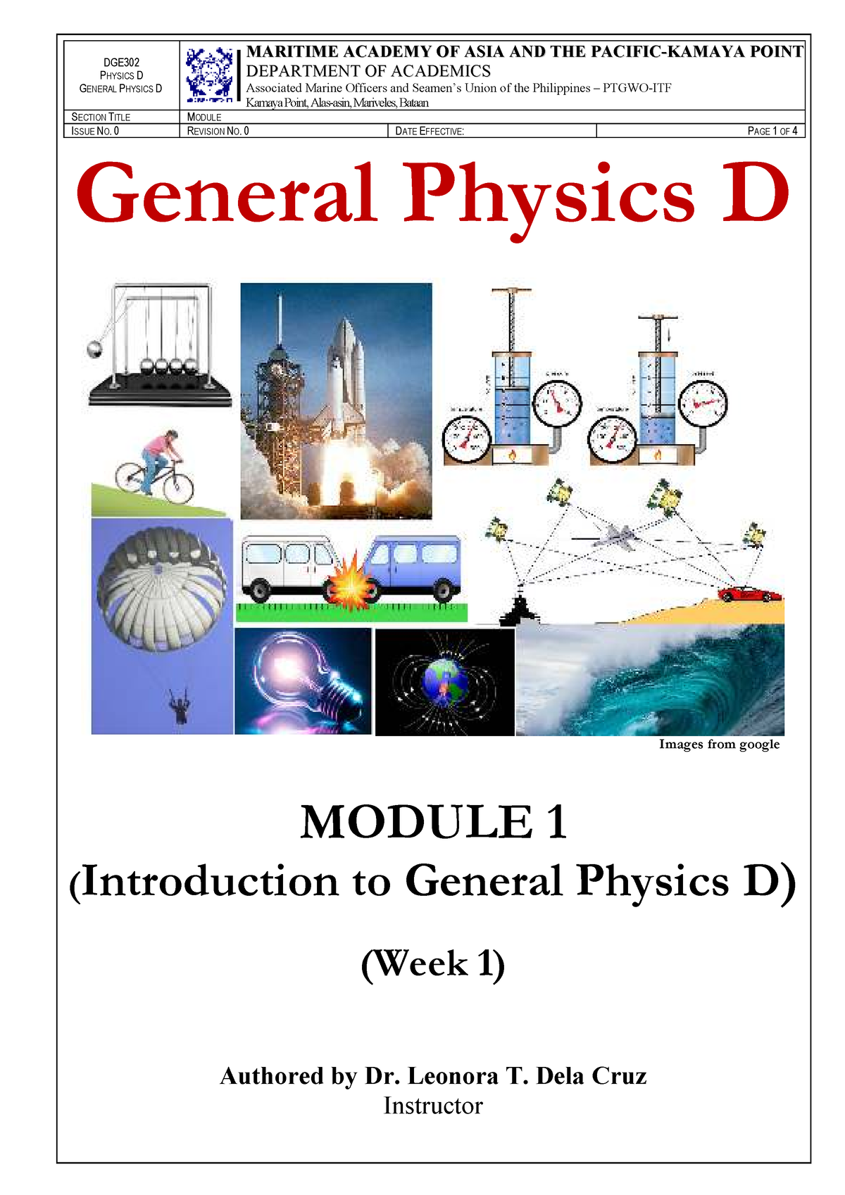 1 General Physics D Module 1 (wk 1)-Introduction - DGE PHYSICS D ...