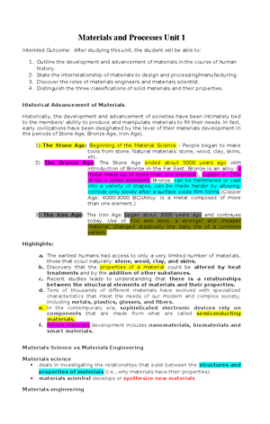Materials and Processes Module Unit 2 - Materials and Processes Unit ...