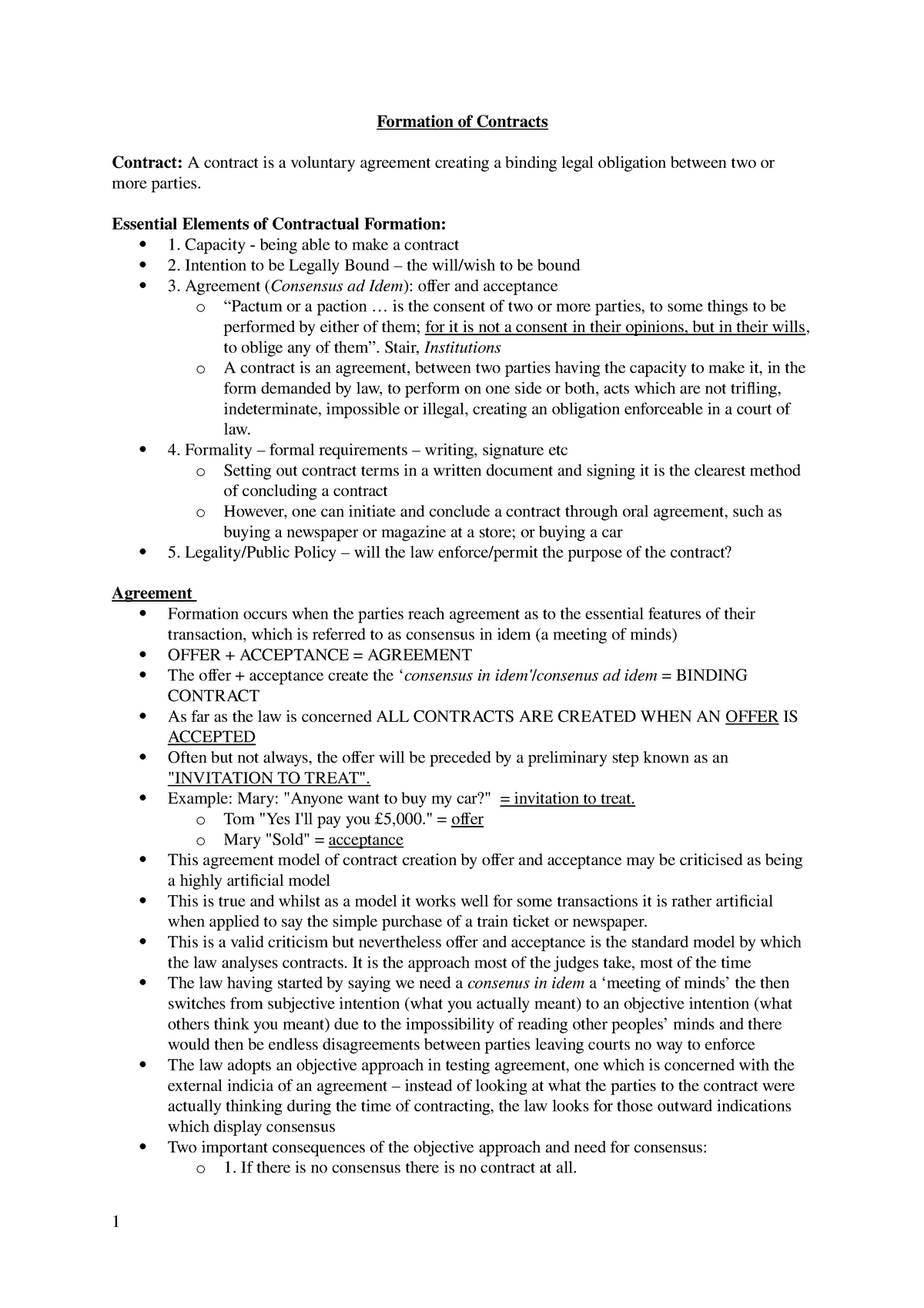 formation of contract assignment