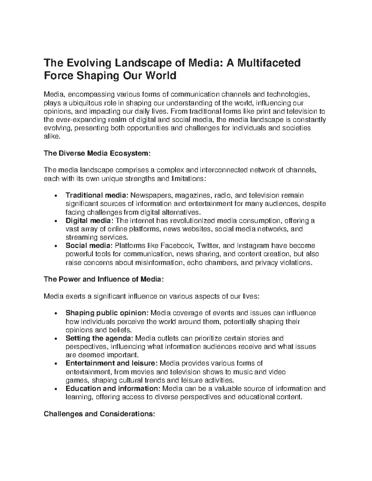 The Evolving Landscape of Media - From traditional forms like print and ...