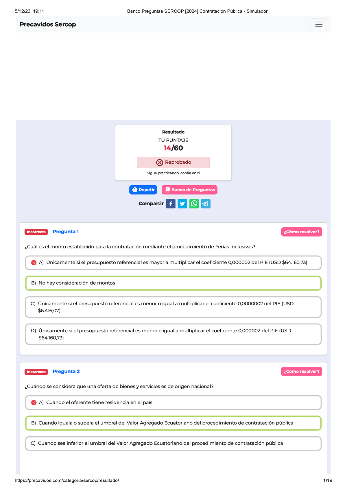 Sercopp - Wsdd - Repetir Banco De Preguntas Compartir Precavidos Sercop ...