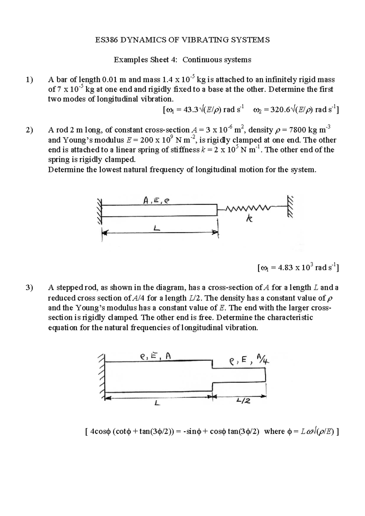 Es386 examples 4continuousvibration ES386 DYNAMICS OF VIBRATING