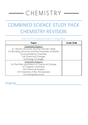 AQA GCSE Combined Science Trilogy Atomic Structure The Periodic Table ...