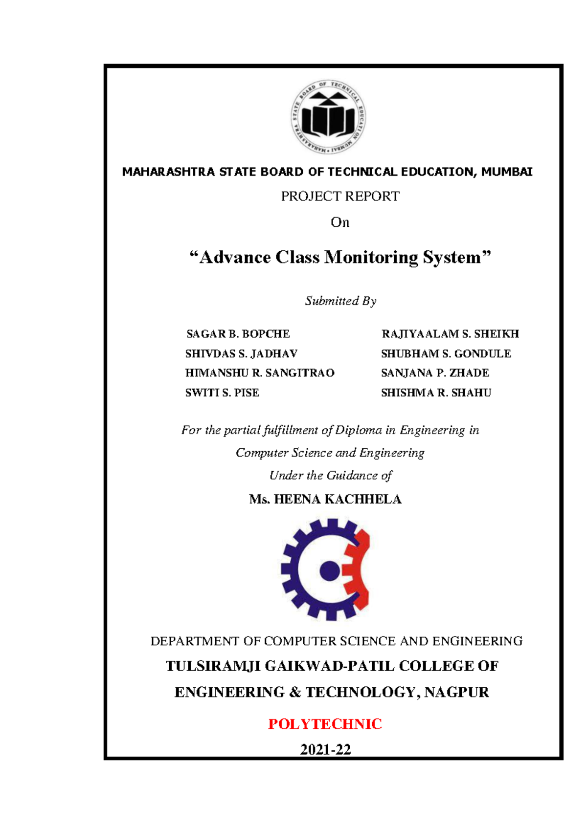 Cover Pages - Summary Computer science and engineering - MAHARASHTRA ...