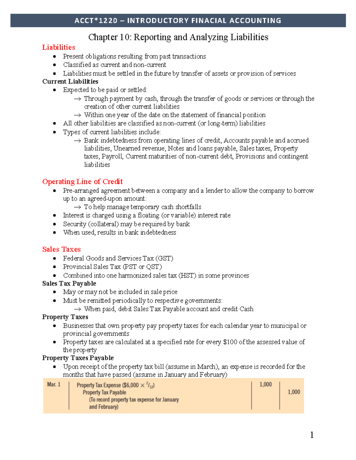 Chapter 10 - Textbook Notes - Chapter 1 0 : Reporting and Analyzing ...
