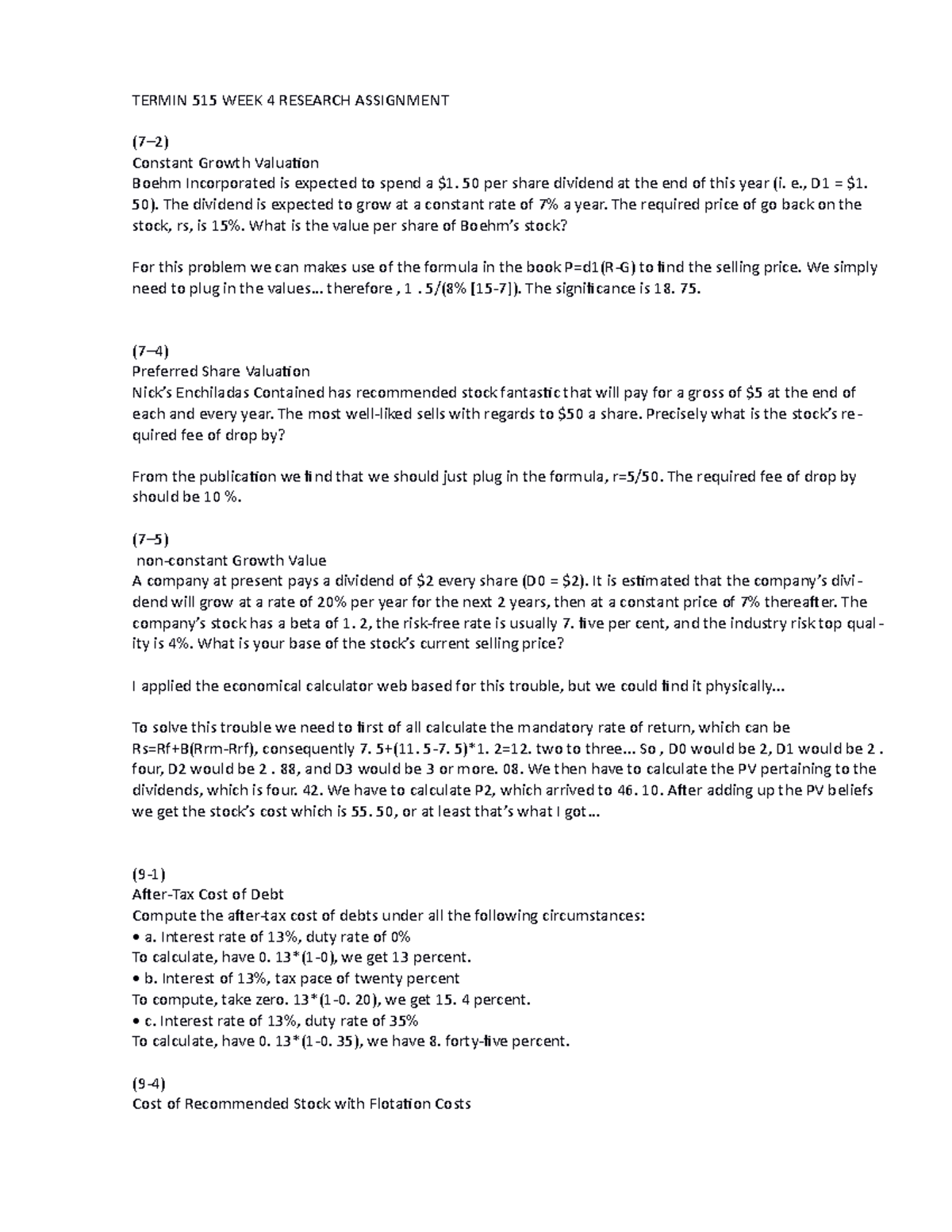 FIN 419 WEEK 4 Homework Assignment 1 - TERMIN 515 WEEK 4 RESEARCH ...