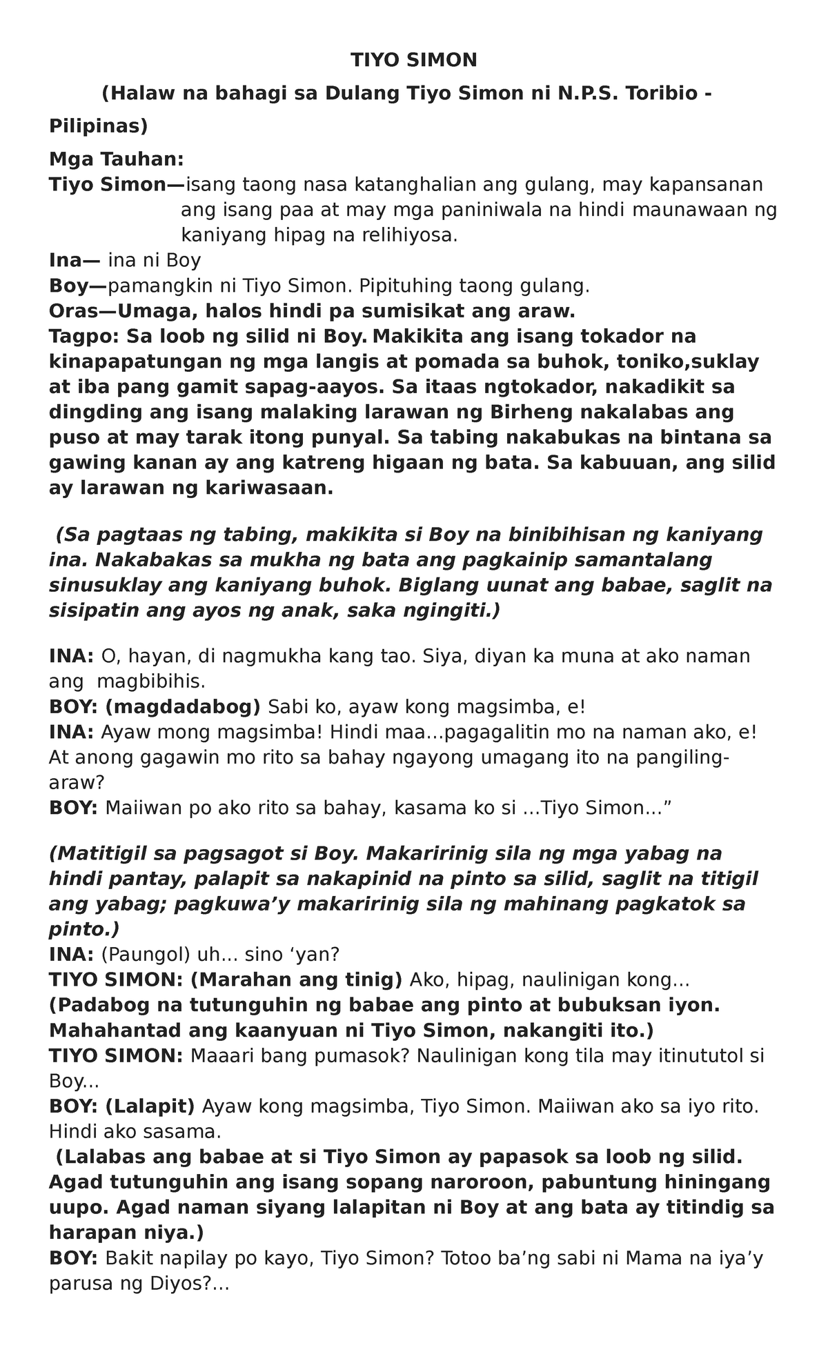 TIYO- Simon DULA-SA- Pilipinas - TIYO SIMON (Halaw Na Bahagi Sa Dulang ...