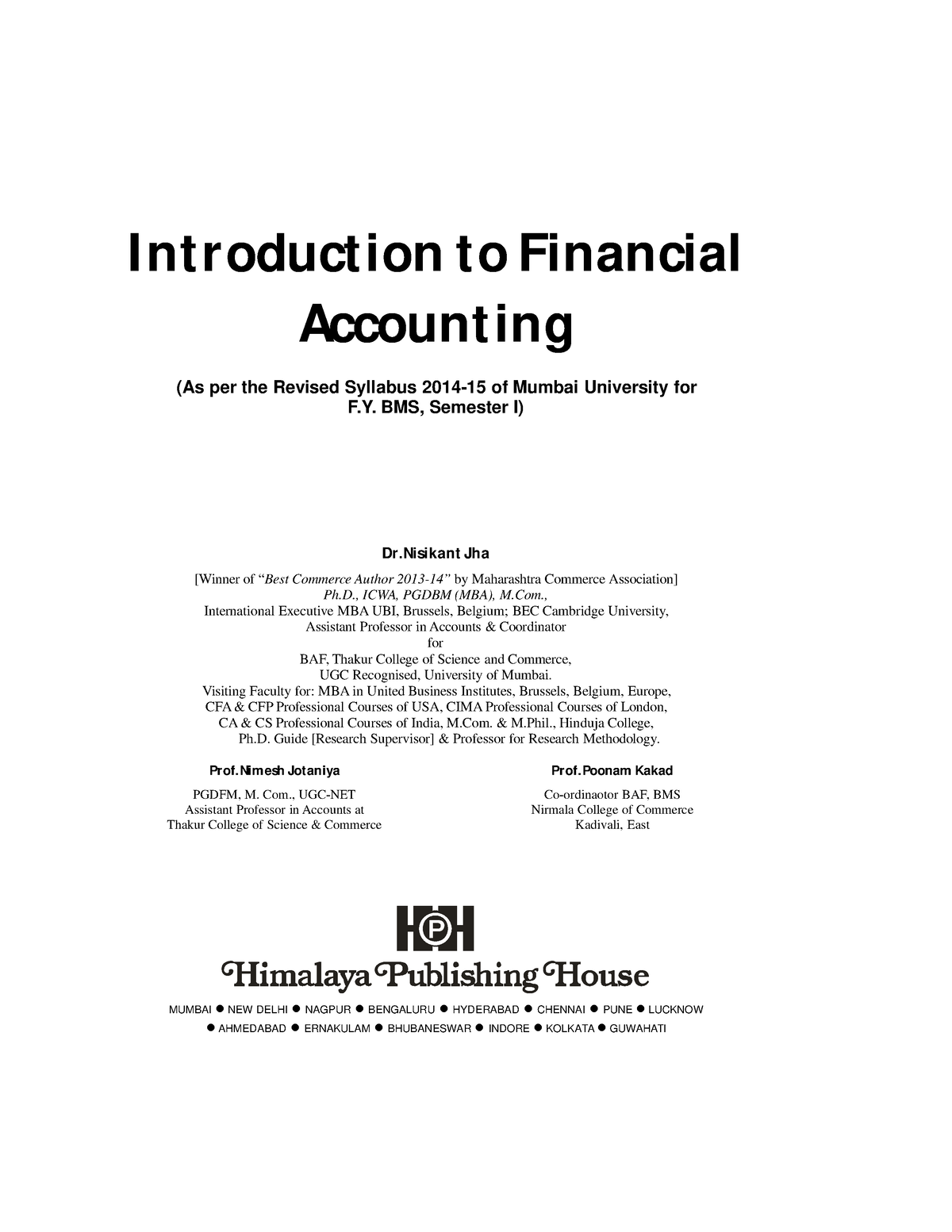 Financial Accounting - BMS - Introduction To Financial Accounting (As ...