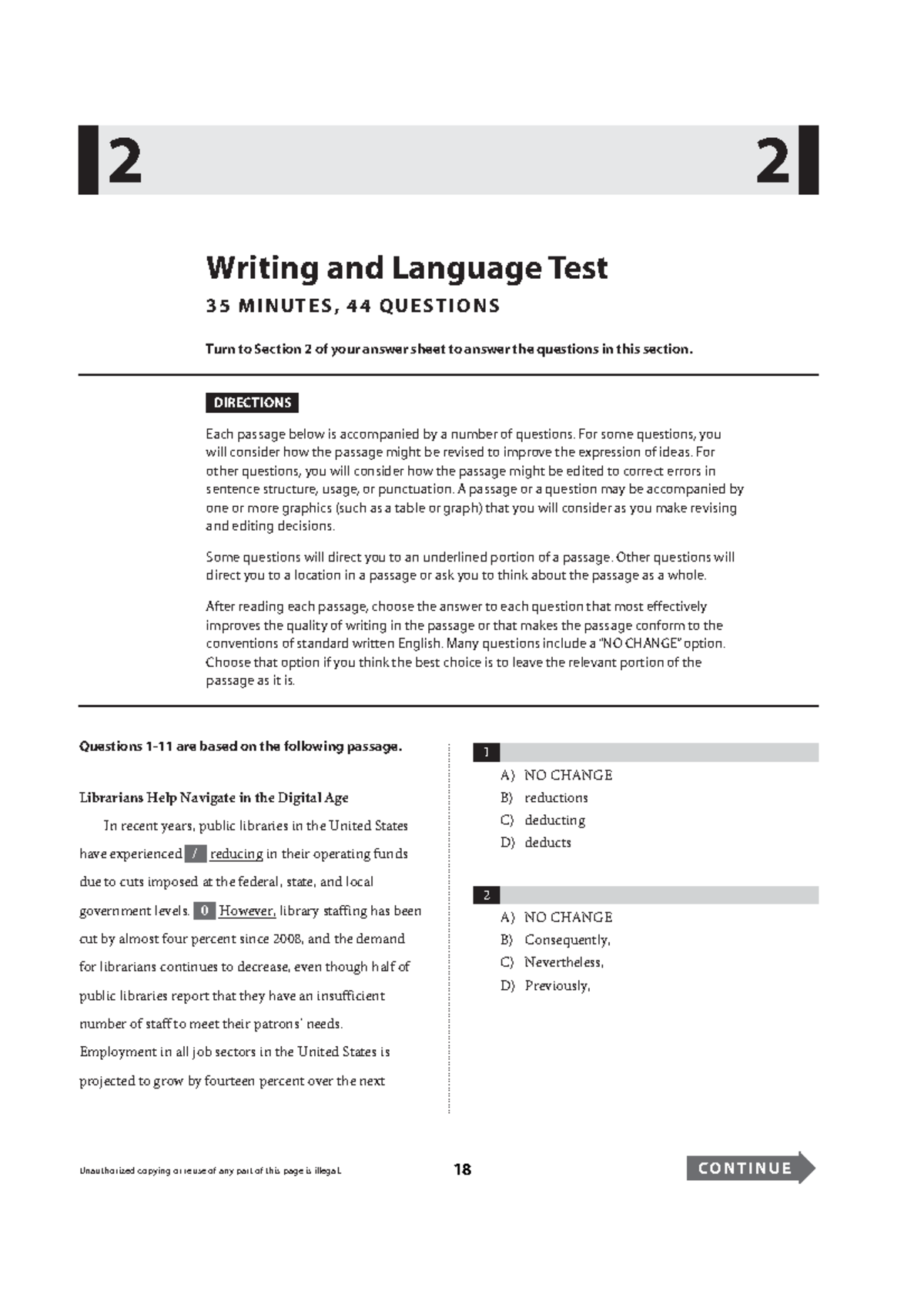 SAT Practice Test including both math and english questions - Writing ...