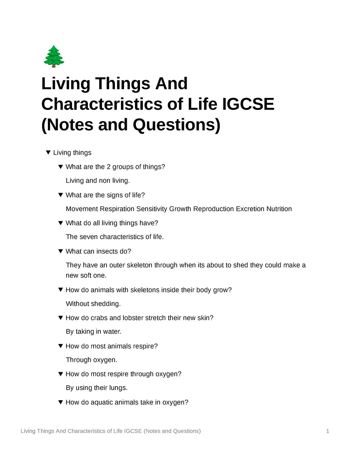 living-things-and-characteristics-of-life-igcse-notes-and-questions