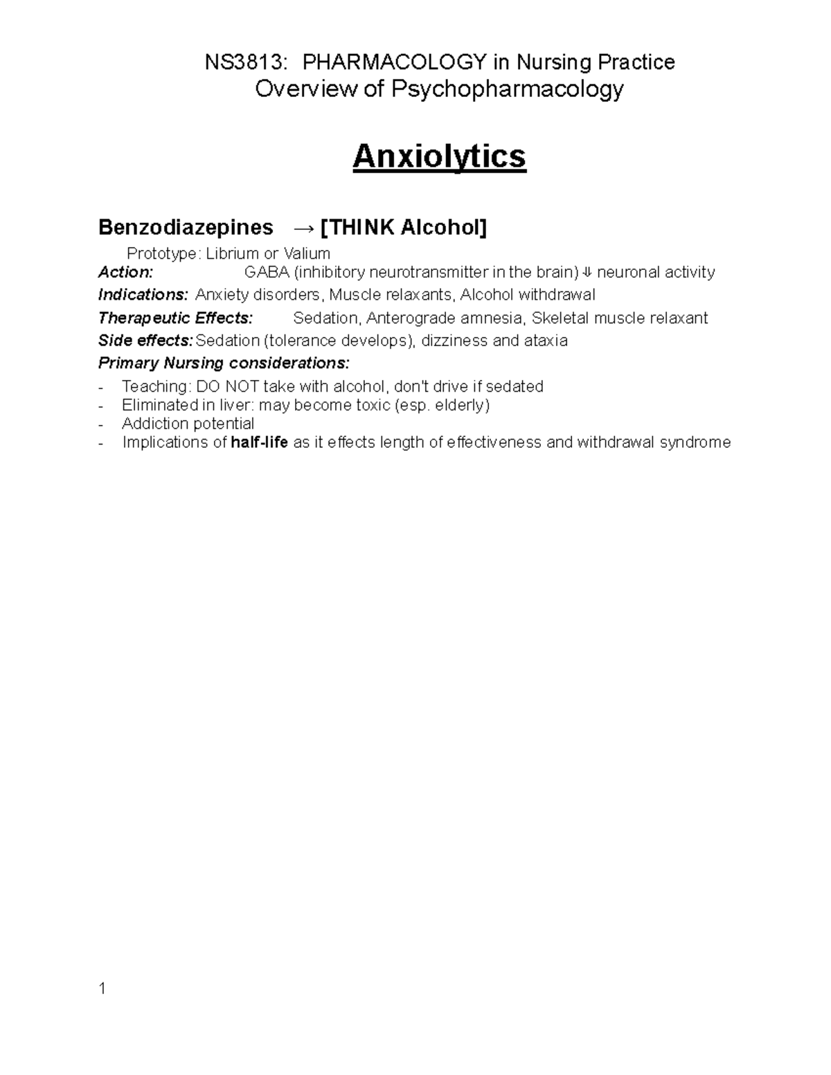 N3813 Psychopharmacology Lecture - Overview Of Psychopharmacology ...