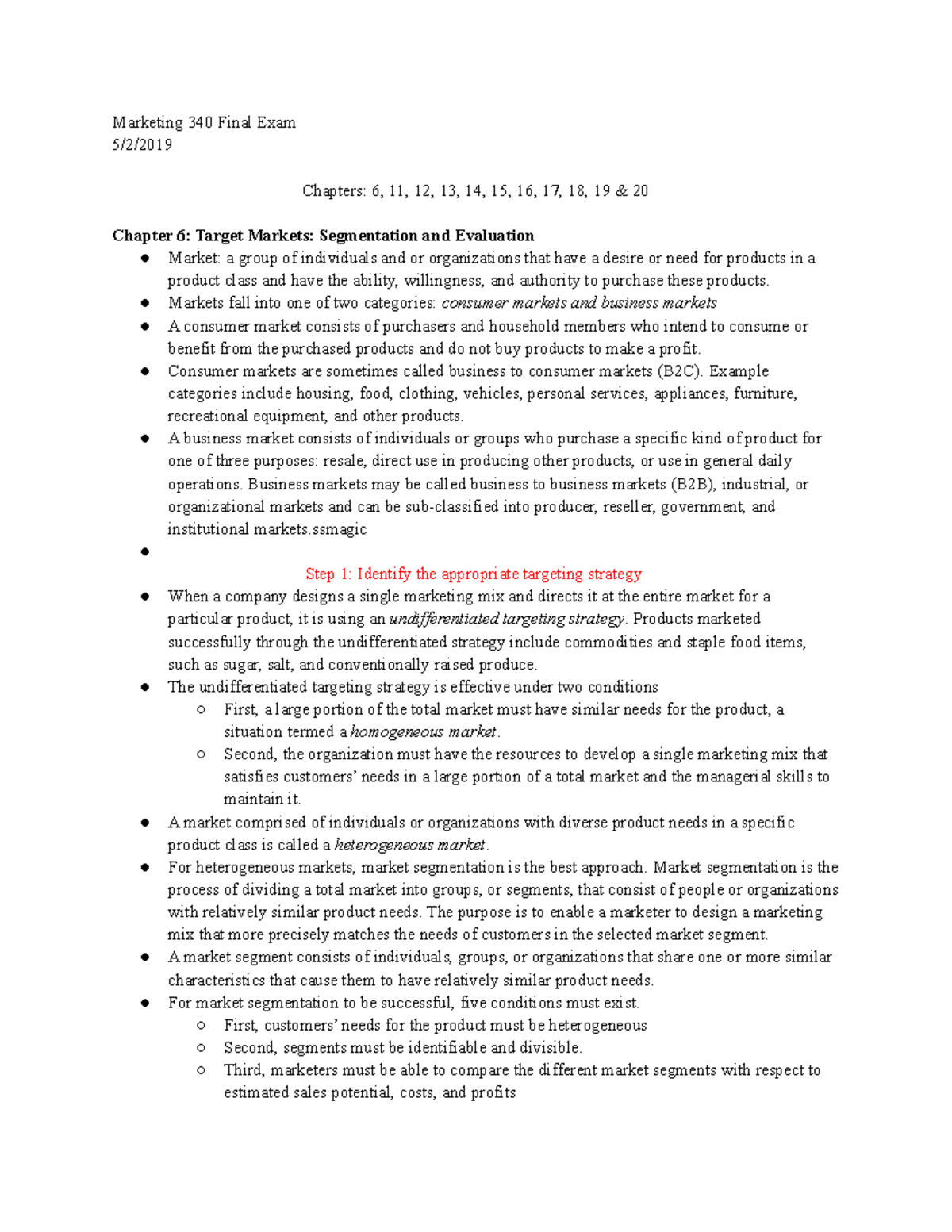 Final Exam Study Guide - Summary Introduction to Marketing - Marketing ...