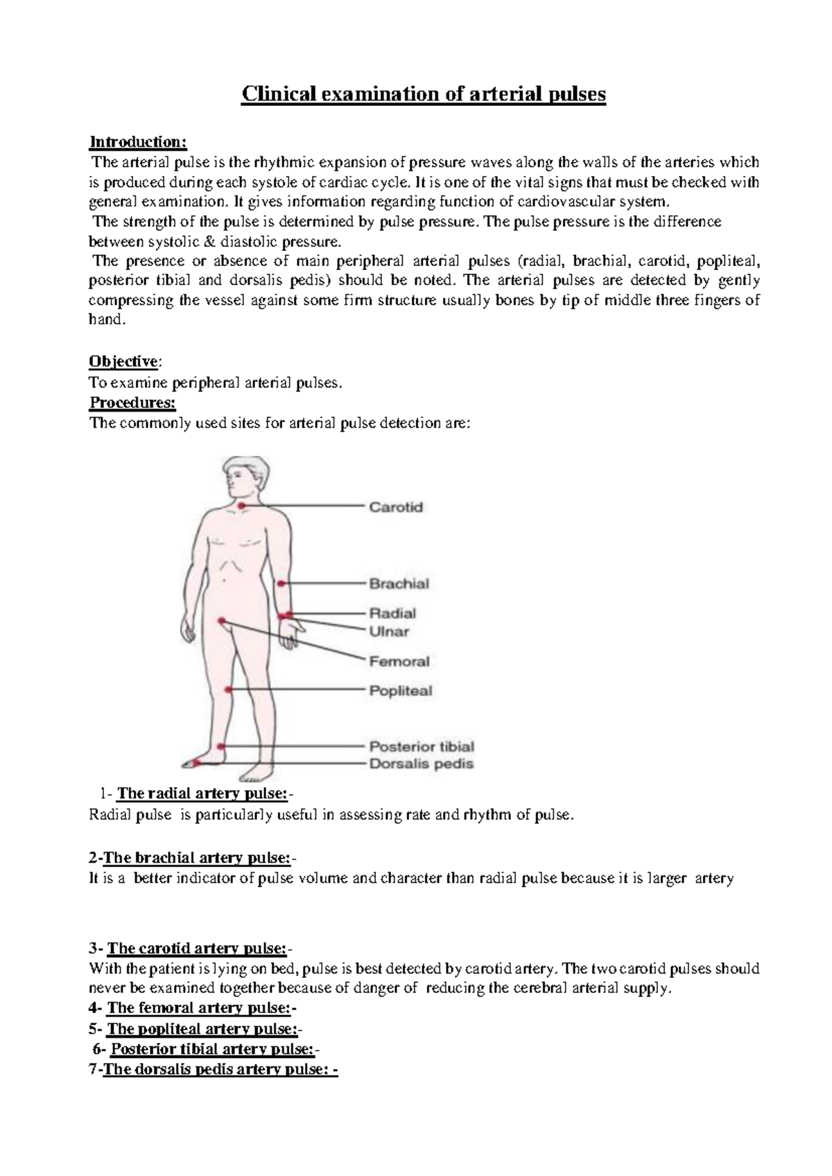 Arterial pulse - It is one of the vital signs that must be checked with ...