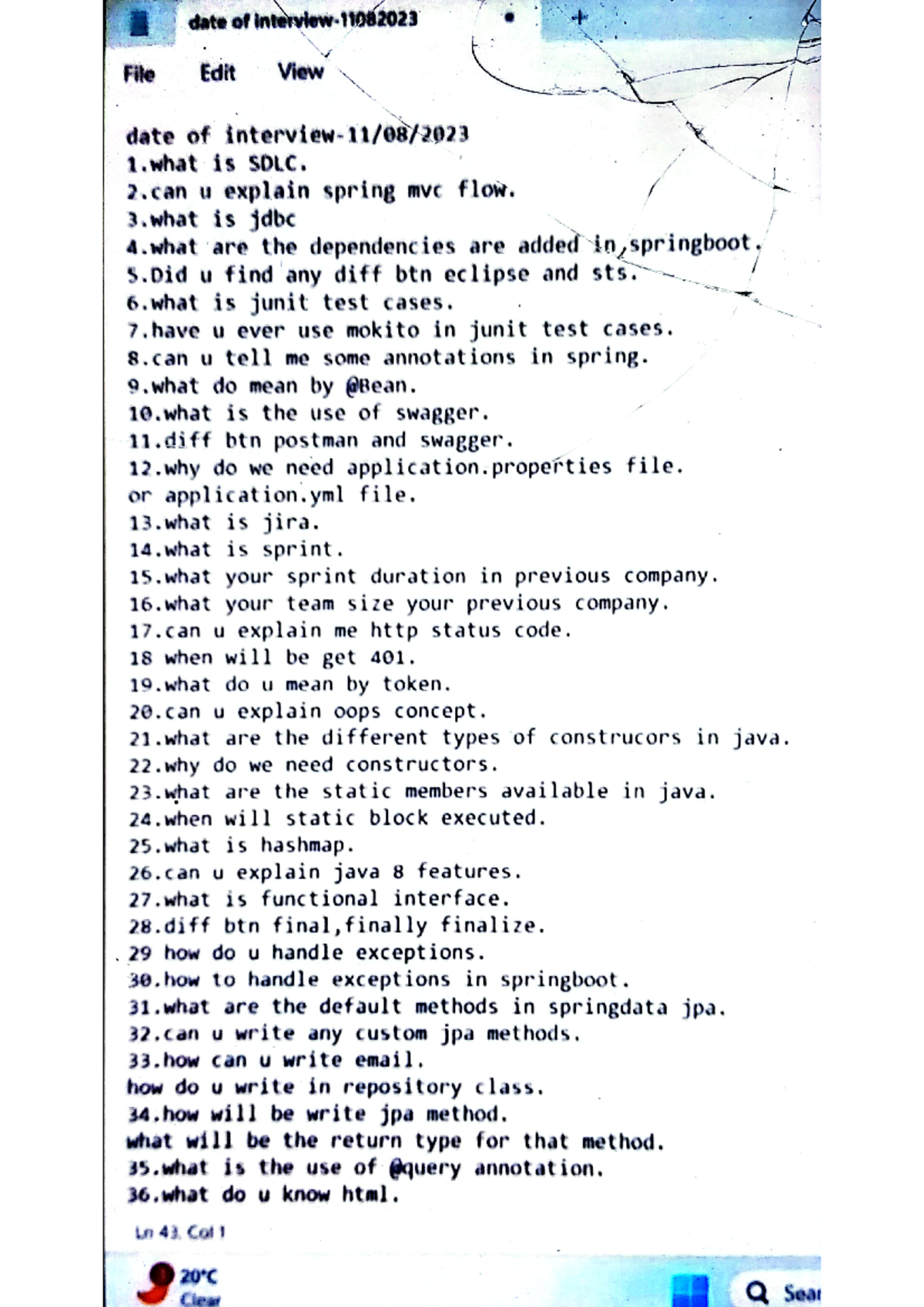 Java Interview Question - Bachelor of Computer Application - Studocu
