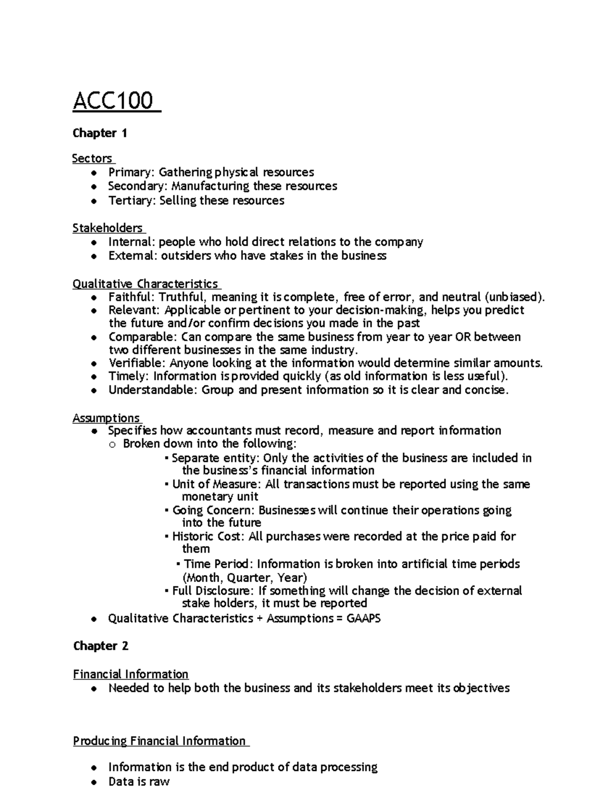 ACC Exam Notes - ACC Chapter 1 Sectors Primary: Gathering physical ...