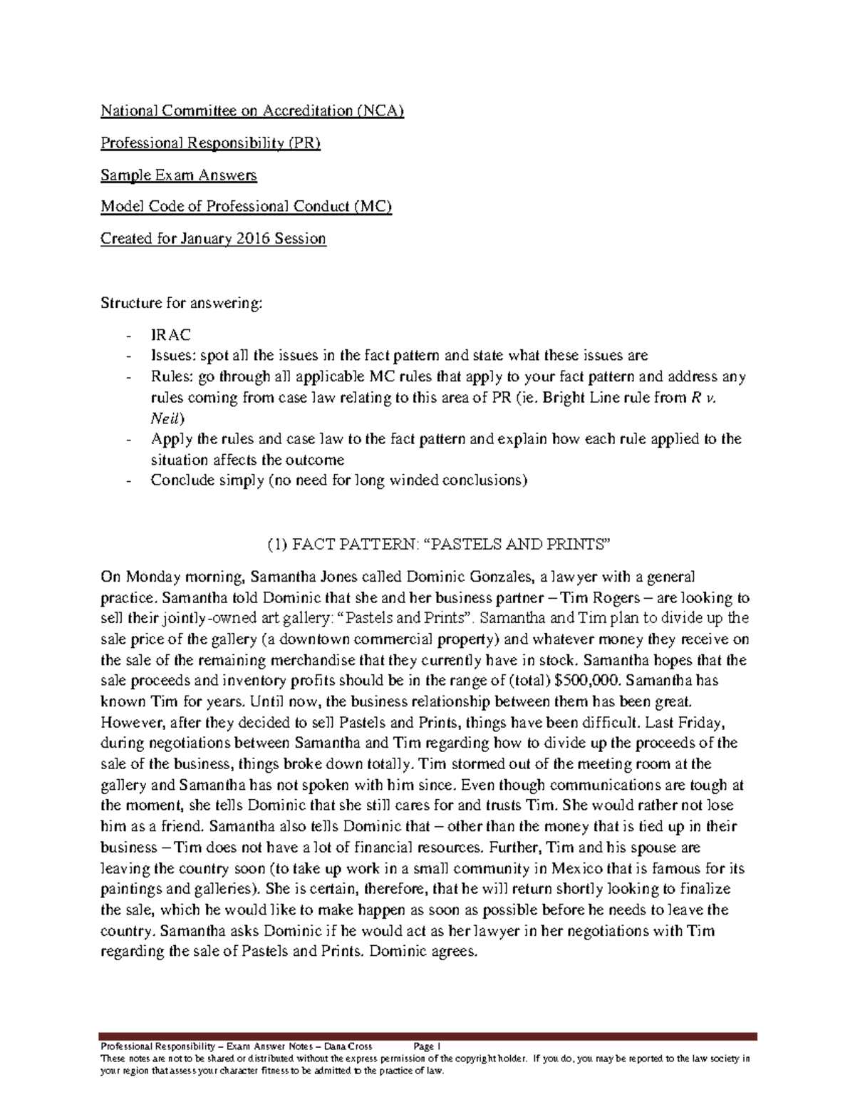 professional responsibility essay sample answer