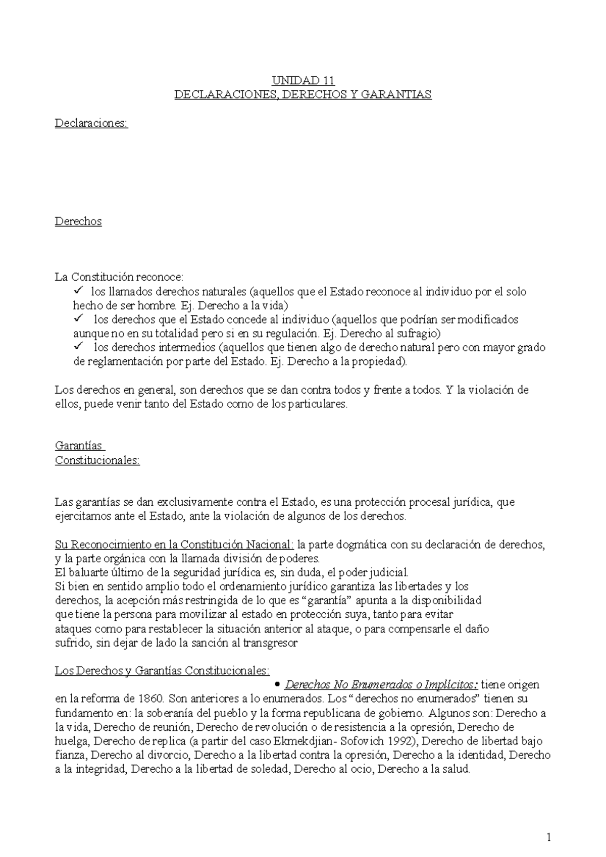 Resumen De Derecho Constitucional PARA Final - UNIDAD 11 DECLARACIONES ...