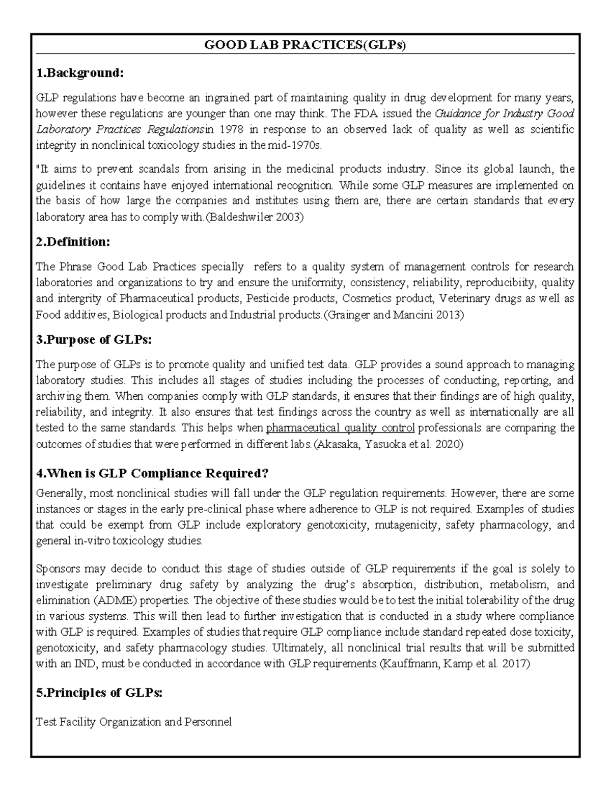 Good Lab Practices - GOOD LAB PRACTICES(GLPs) 1: GLP regulations have ...