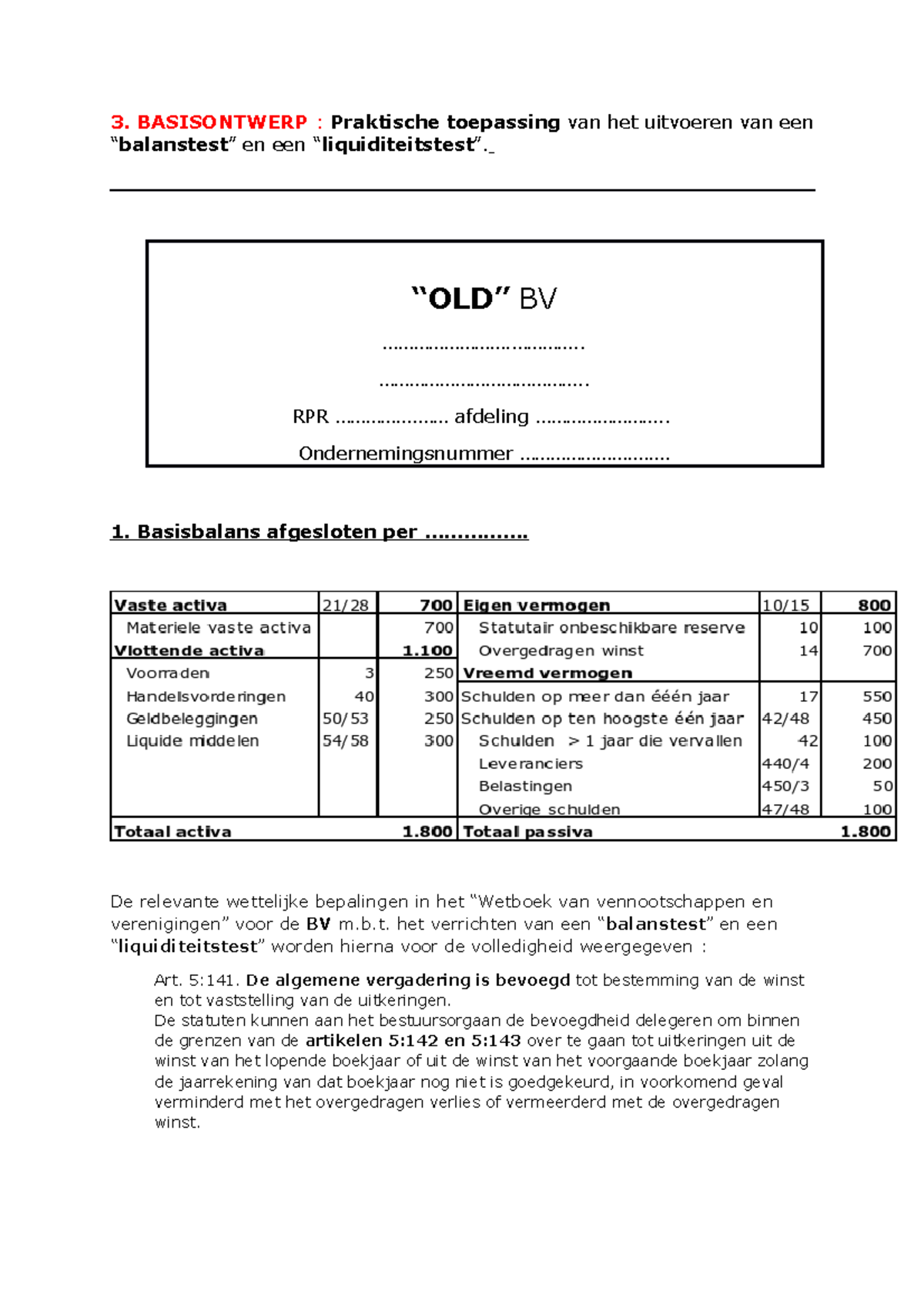 3. Praktische toepassing van het uitvoeren van een balanstest en een