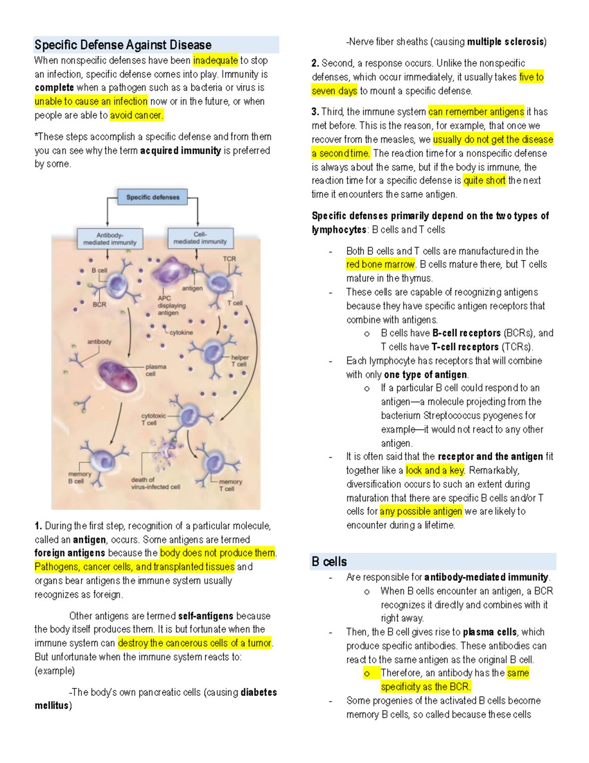Specific Defense Against Disease Immunology La Salle Dasma Studocu
