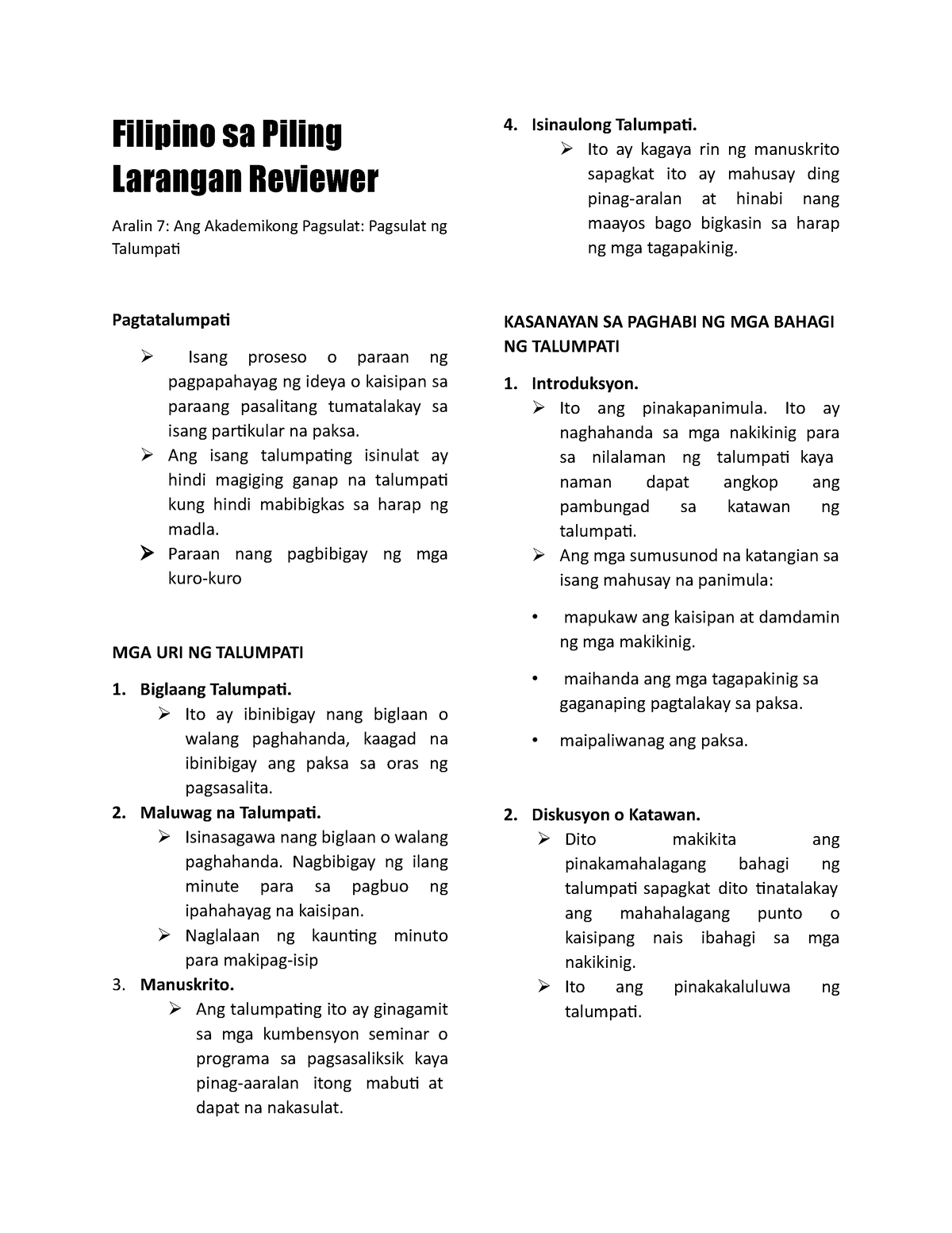 Filipino Sa Piling Larangan Reviewer - Filipino Sa Piling Larangan ...