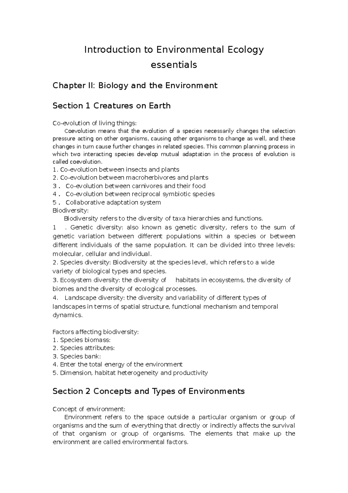 thesis about ecology