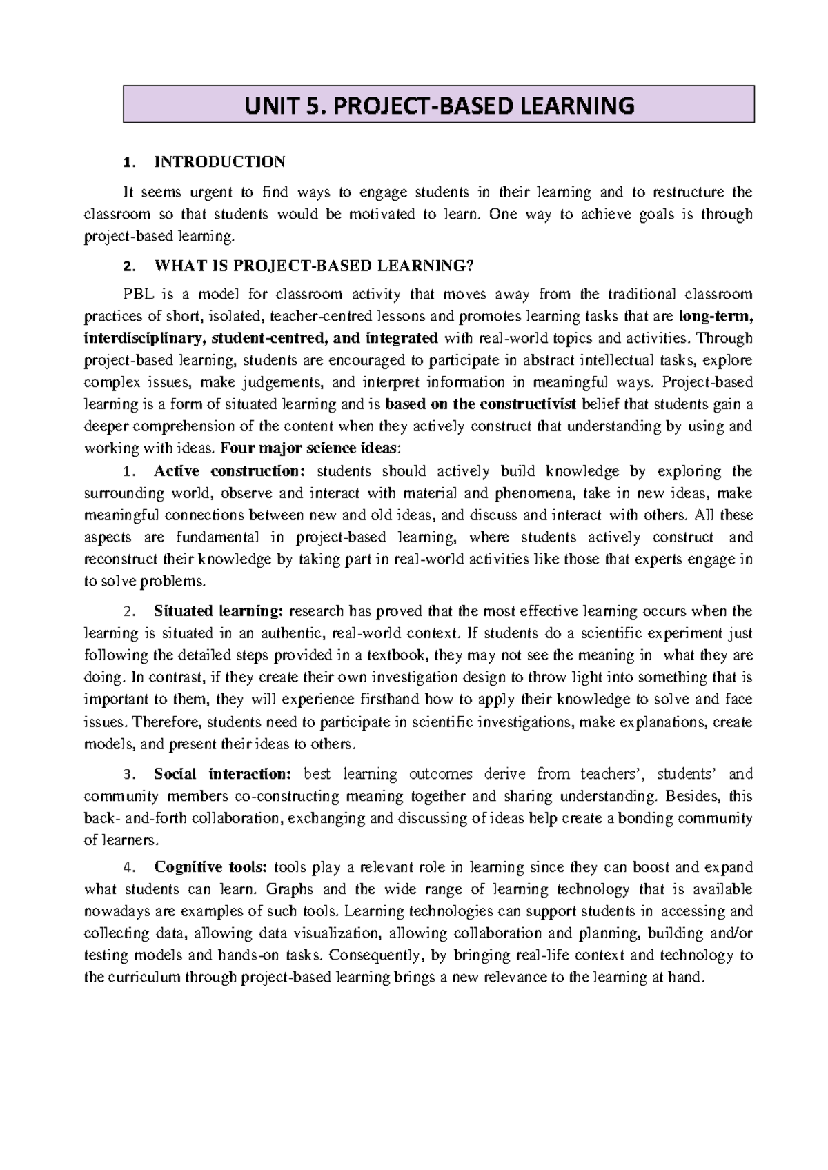 5. Project- Based Learning - 1. INTRODUCTION It seems urgent to find ...