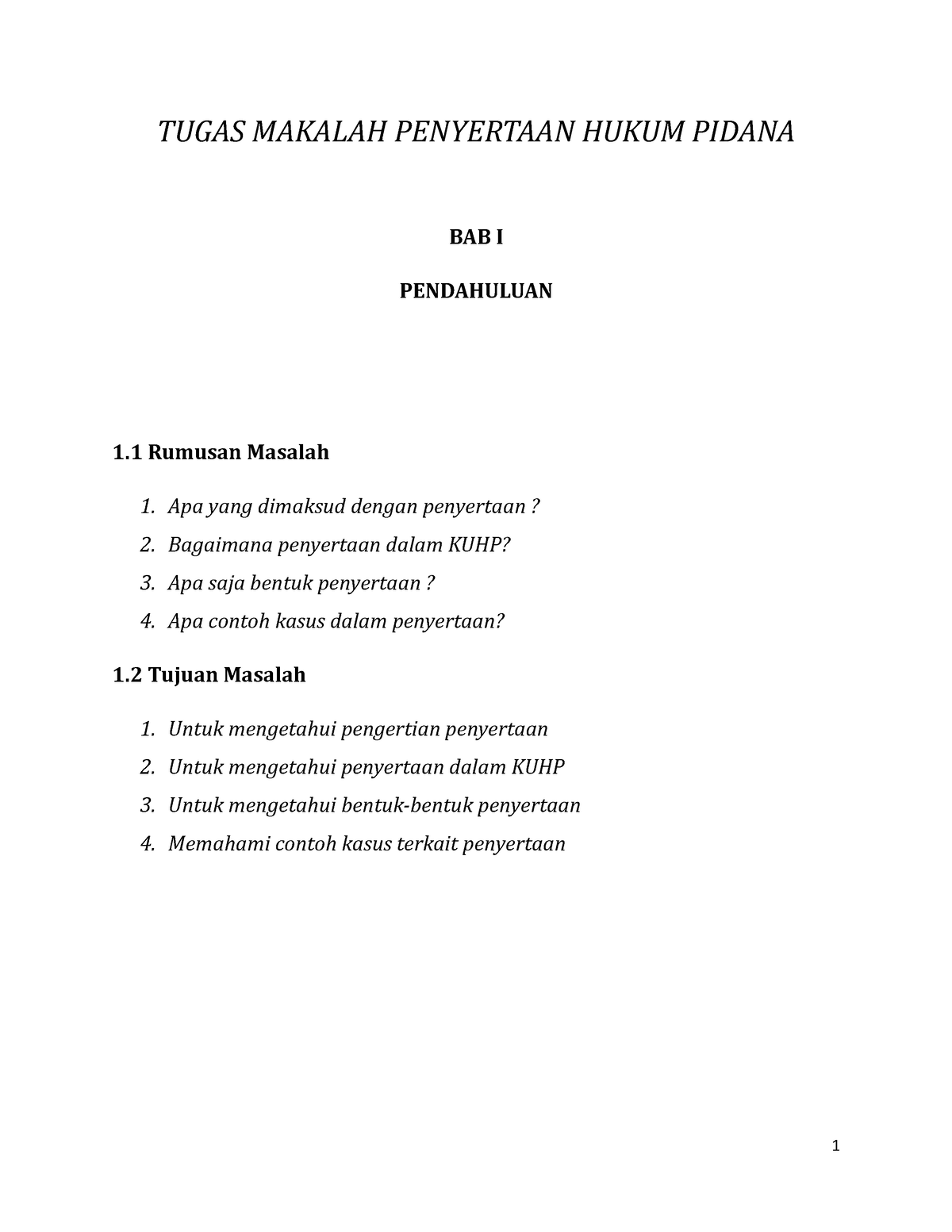 Makalah Penyertaan Hukum Pidana - TUGAS MAKALAH PENYERTAAN HUKUM PIDANA ...