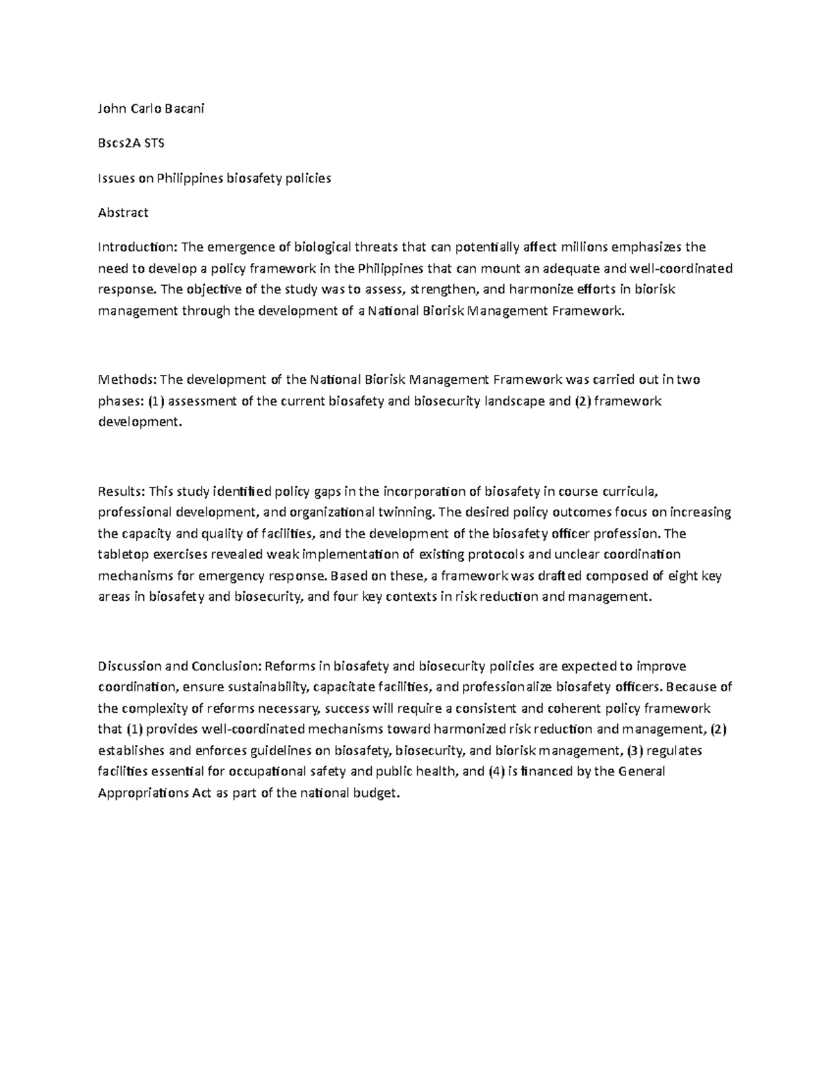 SCIENCE TECHNOLOGY - John Carlo Bacani Bscs2A STS Issues on Philippines ...