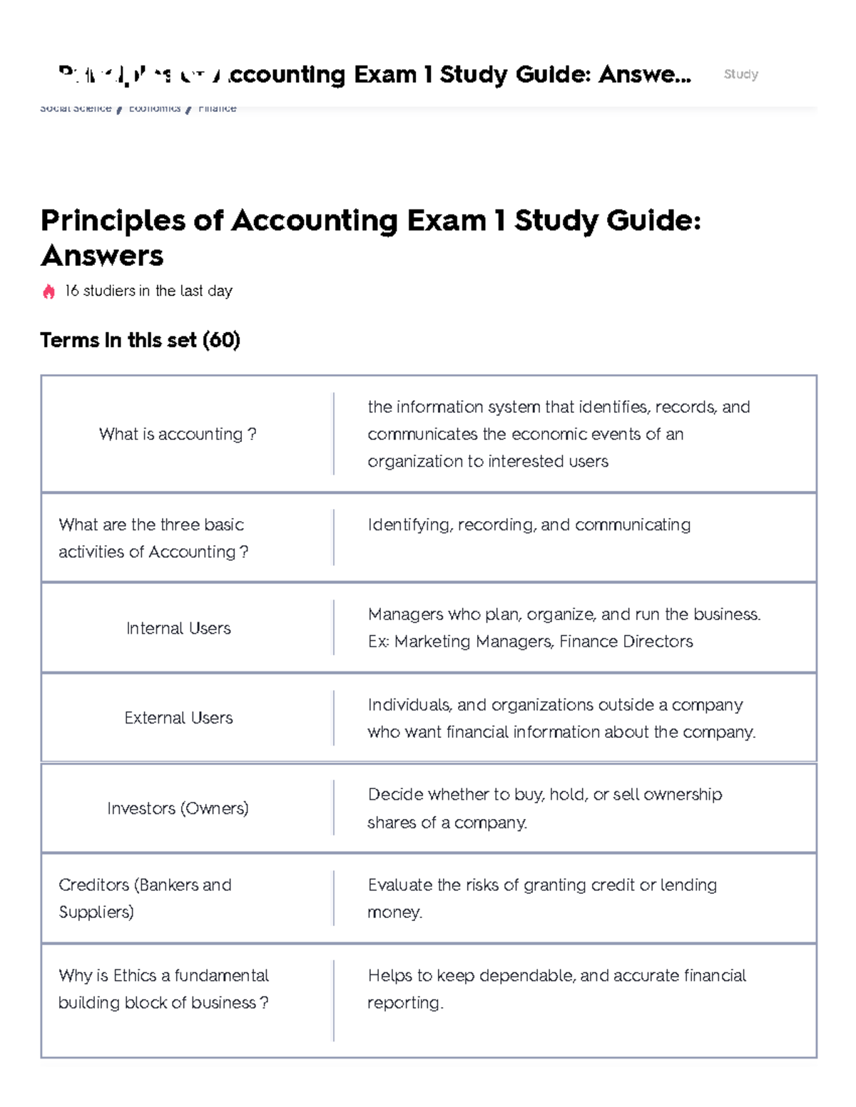 Accounting Exam 1 Study Guide - Upgrade Principles Of Accounting Exam 1 ...