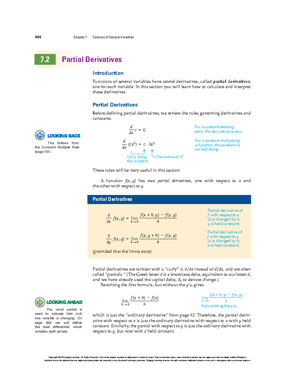 7.2 Partial Derivatives - 444 Chapter 7 Calculus Of Several Variables 7 ...