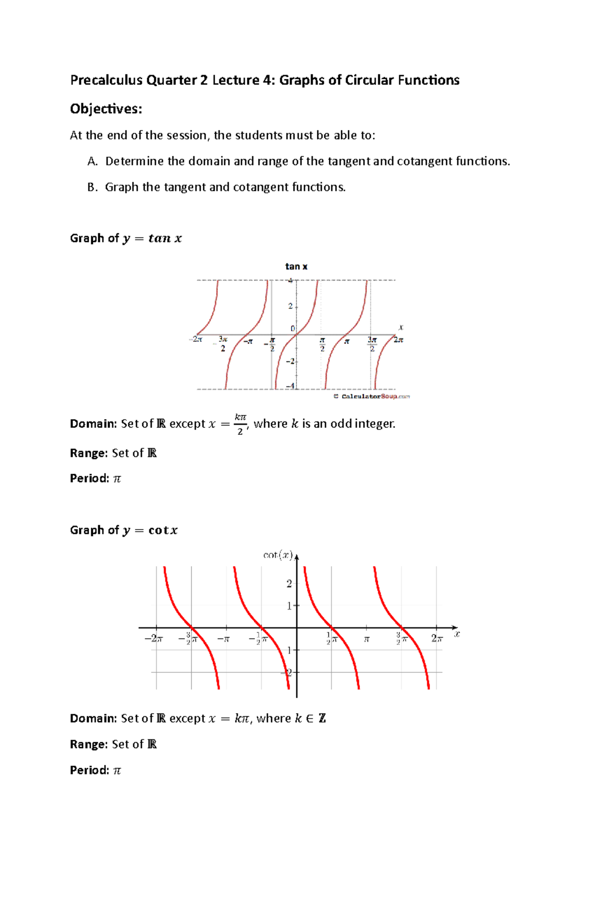 Precalculus Quarter 2 Lecture 4 Problem Set 4 - Precalculus Quarter 2 ...