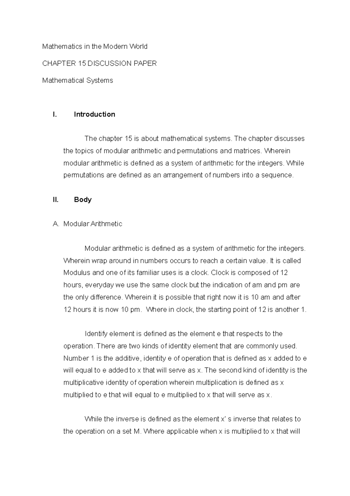 research title about mathematics in the modern world