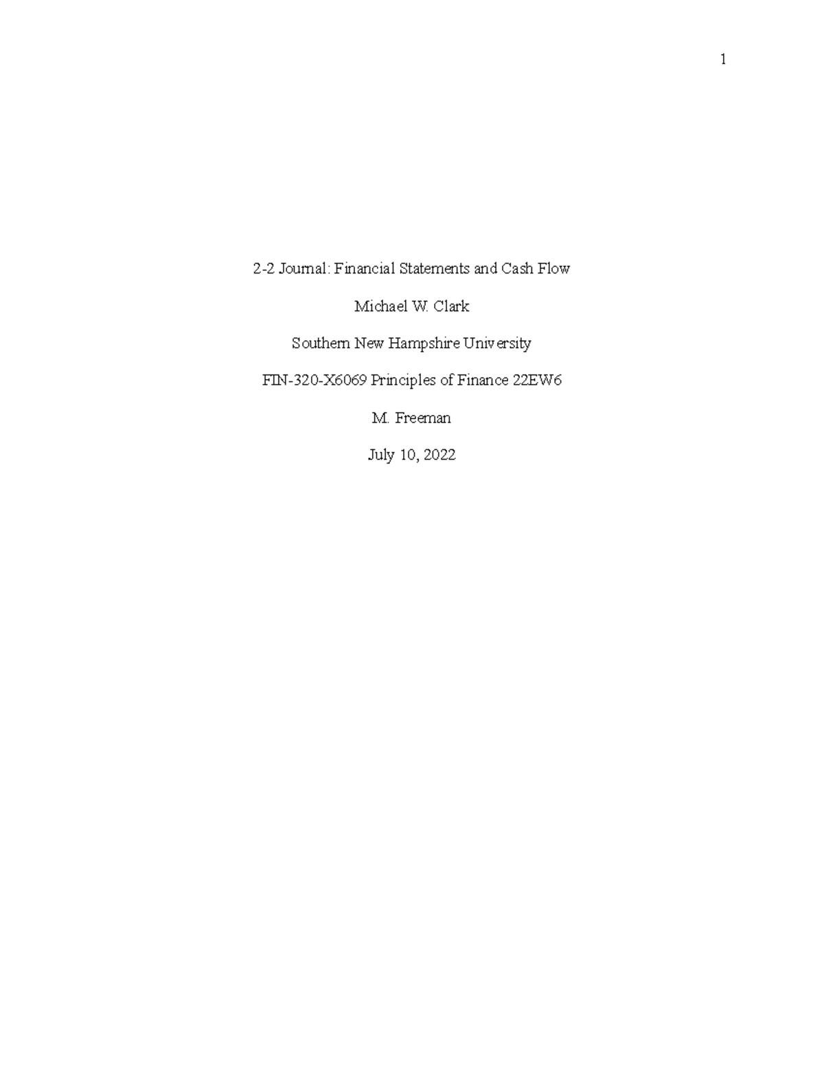 2-2 Journal A - 2-2 Journal: Financial Statements and Cash Flow Michael ...