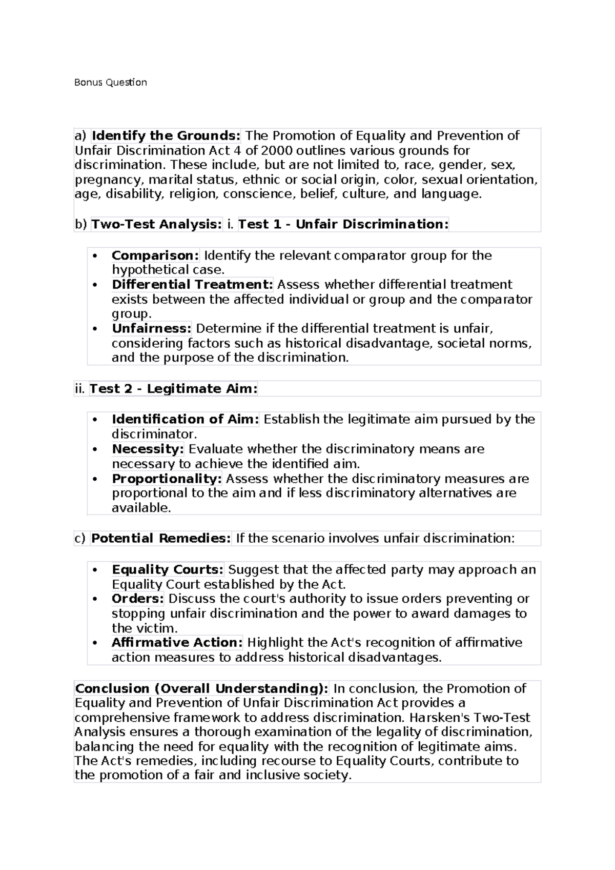 Bonus Question JUR - Bonus Question a) Identify the Grounds: The ...