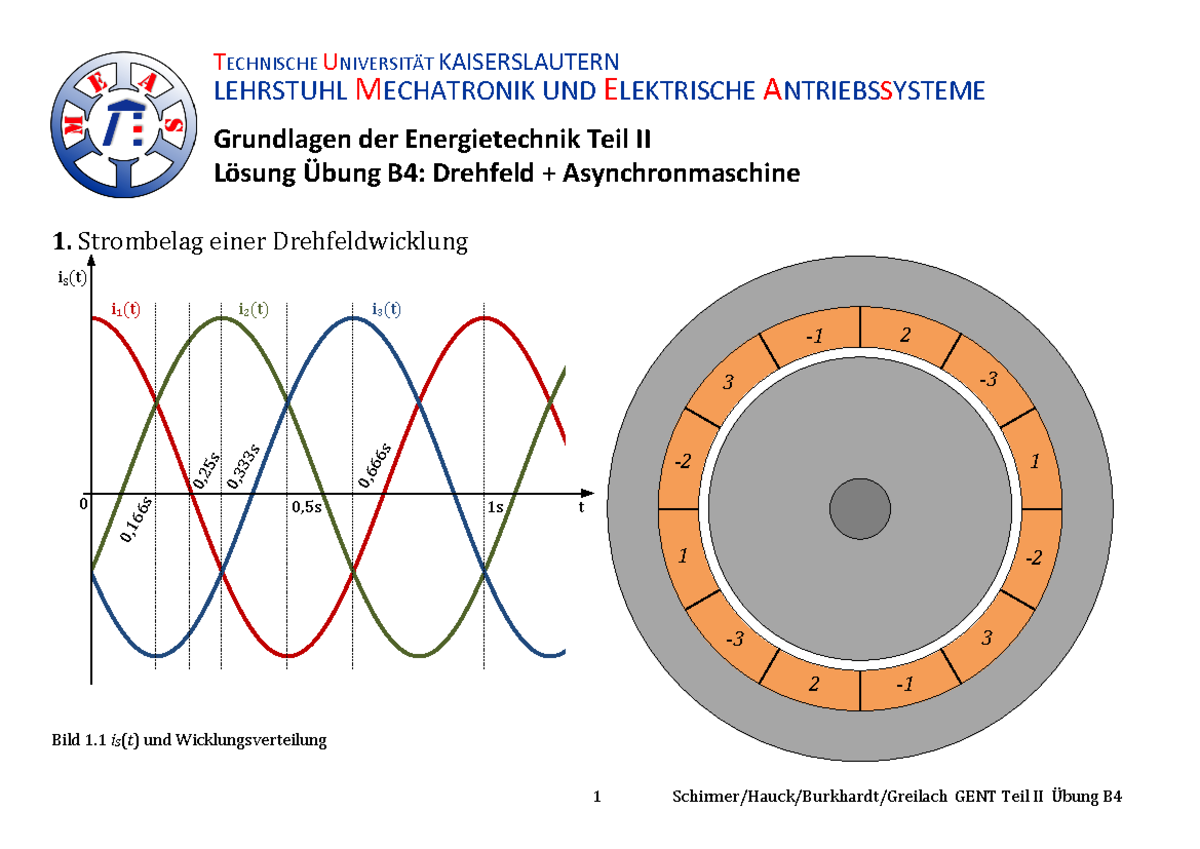 Grundlagen Der Elektrischen Energietechnik Tu Bs Uebung B4 Loesung - TECHNISCHE UNIVERSITÄT KAISERSLAUTERN LEHRSTUHL