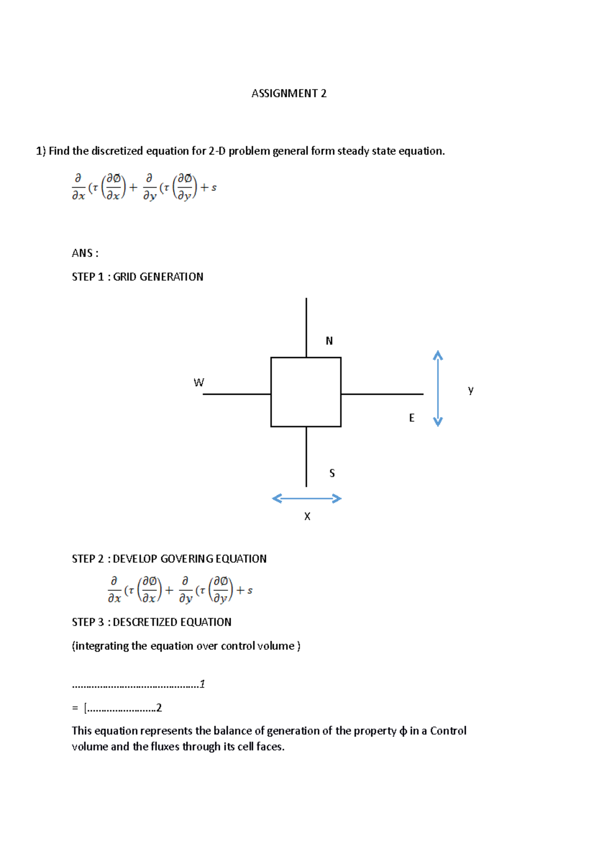 Find the discretized equation for 2nd order - ASSIGNMENT 2 Find the ...