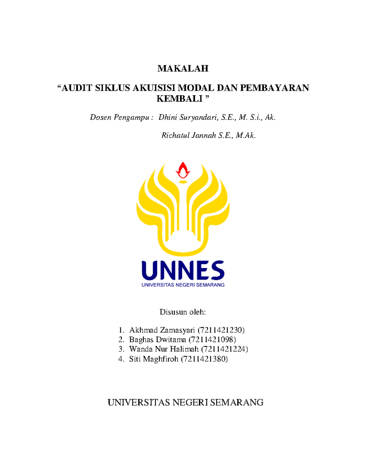 Kelompok 10 Makalah Auditing 2 - MAKALAH “AUDIT SIKLUS AKUISISI MODAL ...