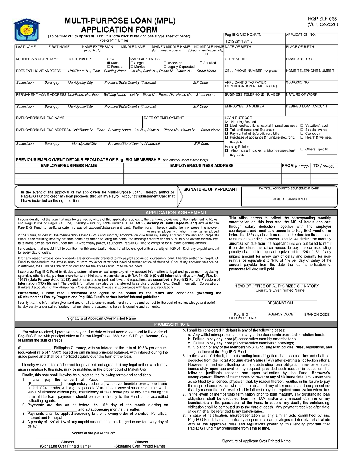 SLF065 Multi Purpose Loan Application Form V04 Fillable Final - 8/11 ...