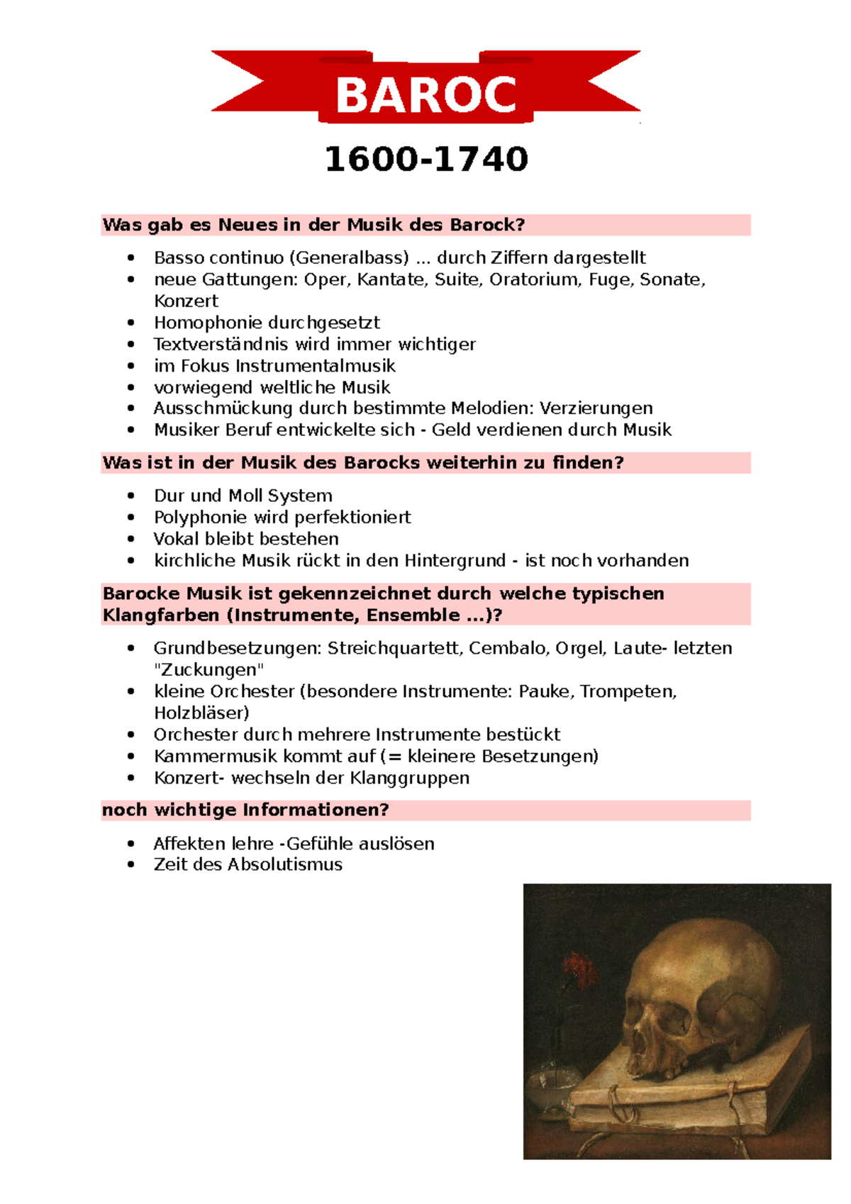 Barock - Viel Spaß - 1600- Was gab es Neues in der Musik des Barock ...