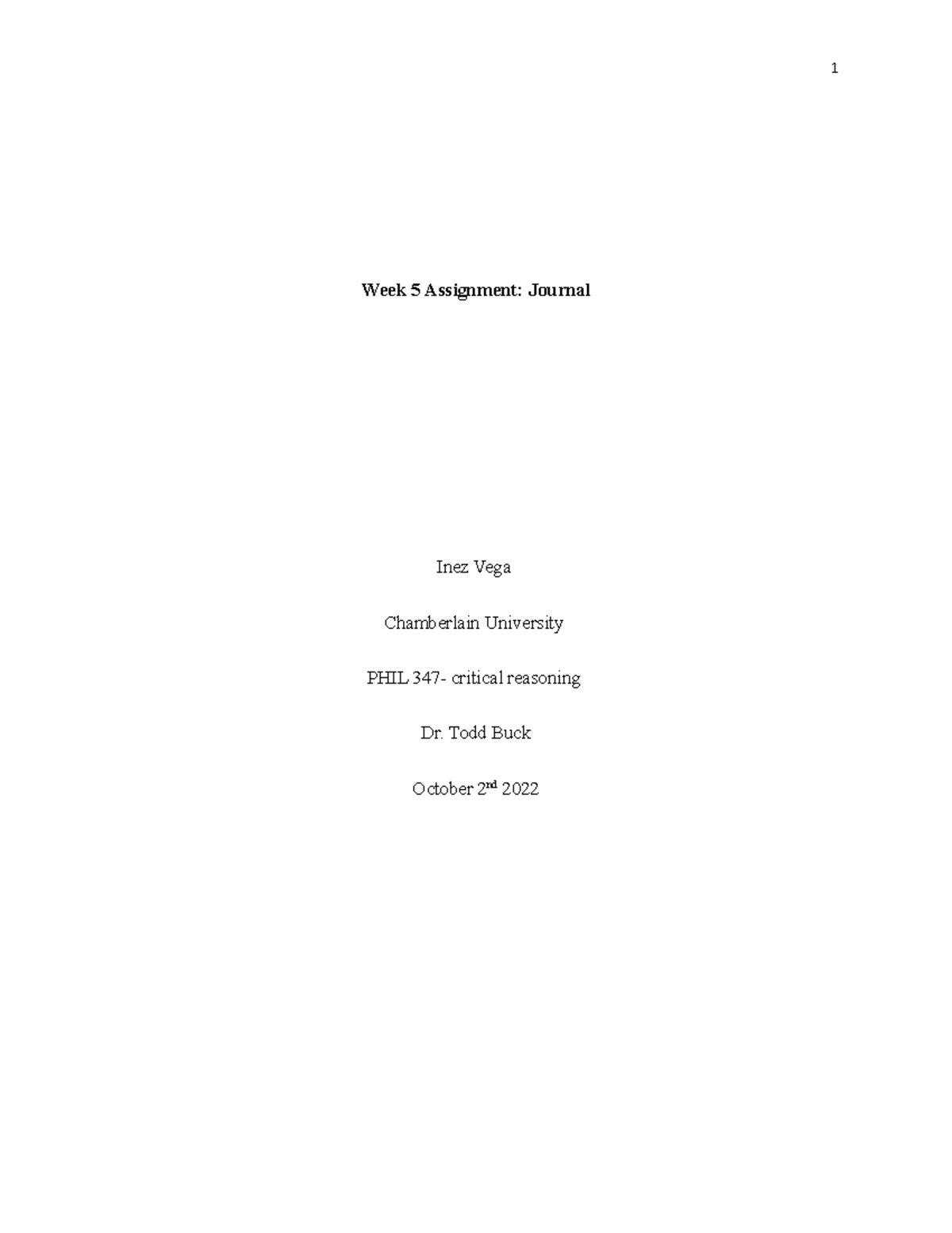PHIL 347 Critical reasoning - journal Week 5 - Week 5 Assignment ...