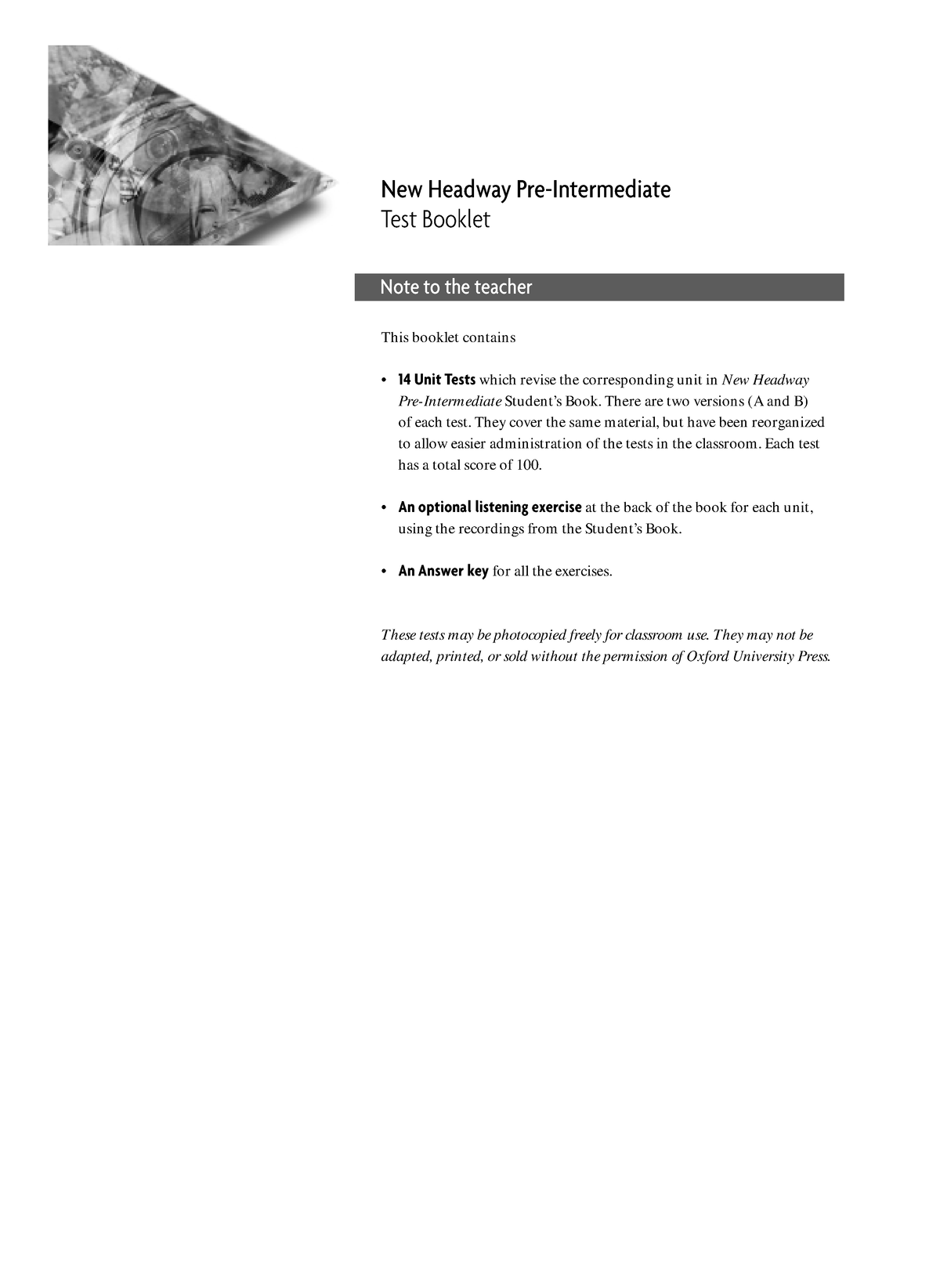 New-headway-pre-intermediate-test-booklet-easyschool (17) - New Headway Pre- Intermediate Test - Studocu