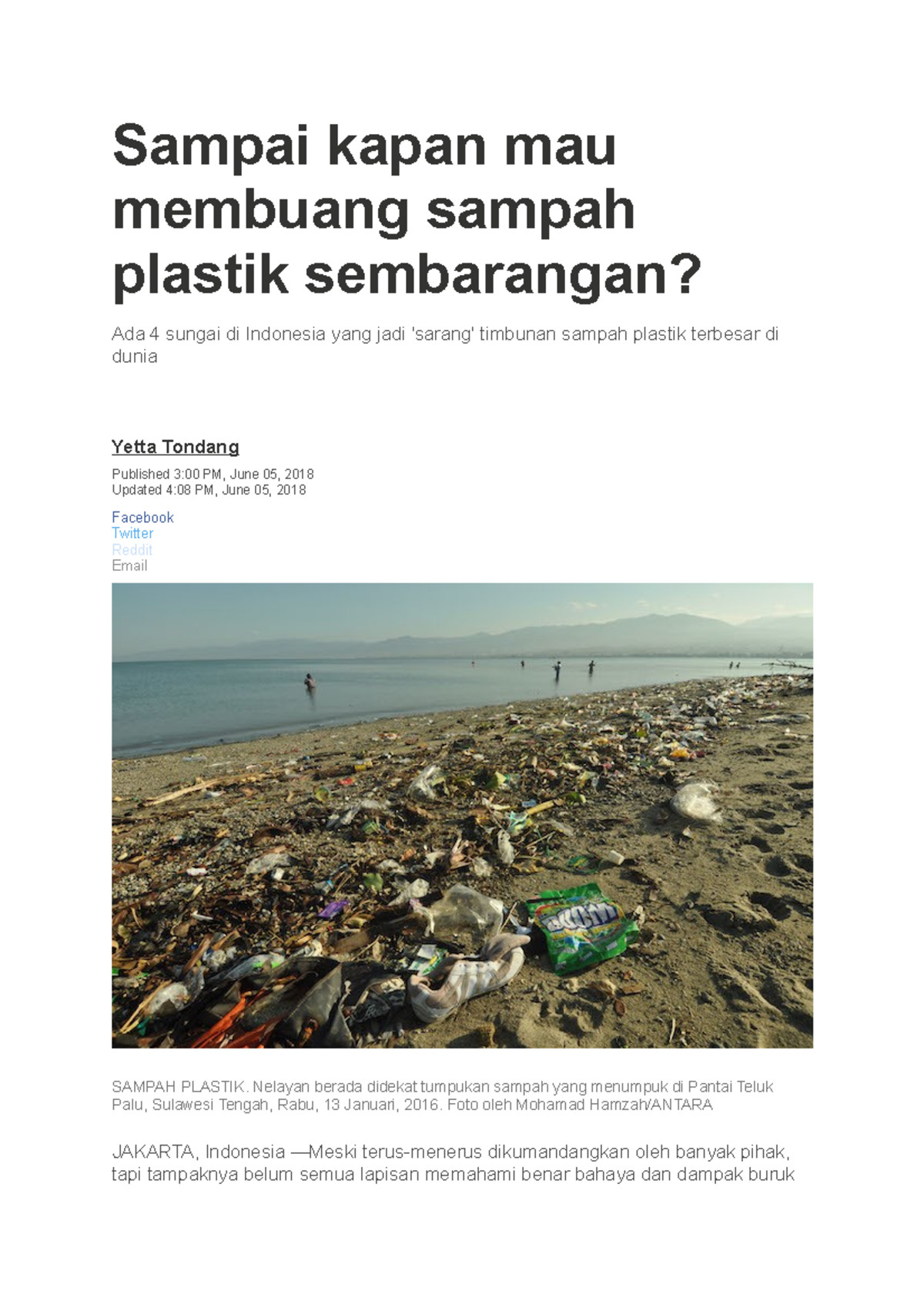 Sampai Kapan Mau Membuang Sampah Plastik Sembarangan - Riset