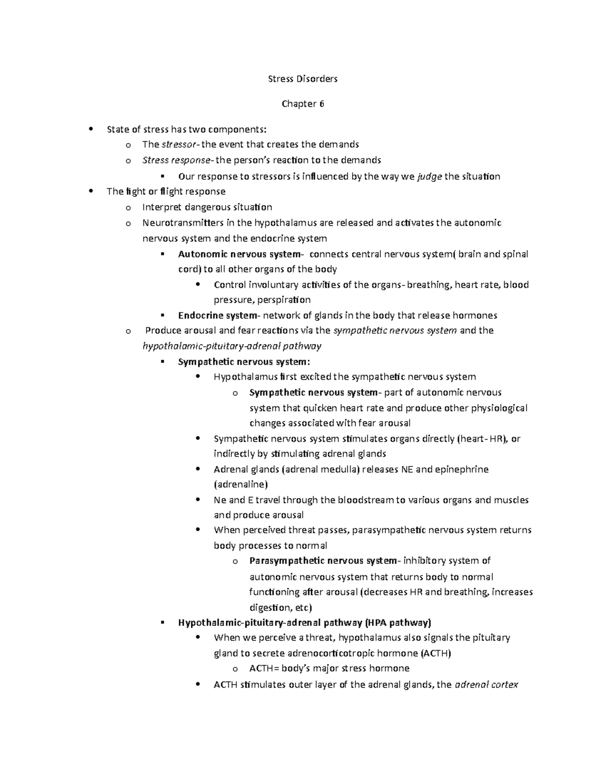 Chp 6 Stress Disorders - Stress Disorders Chapter 6 State of stress has ...
