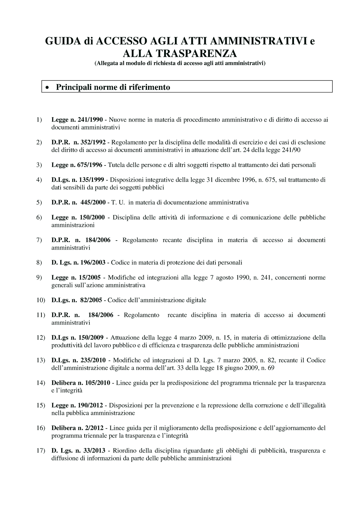 Guida-accesso Atti Amministrativi - GUIDA Di ACCESSO AGLI ATTI ...